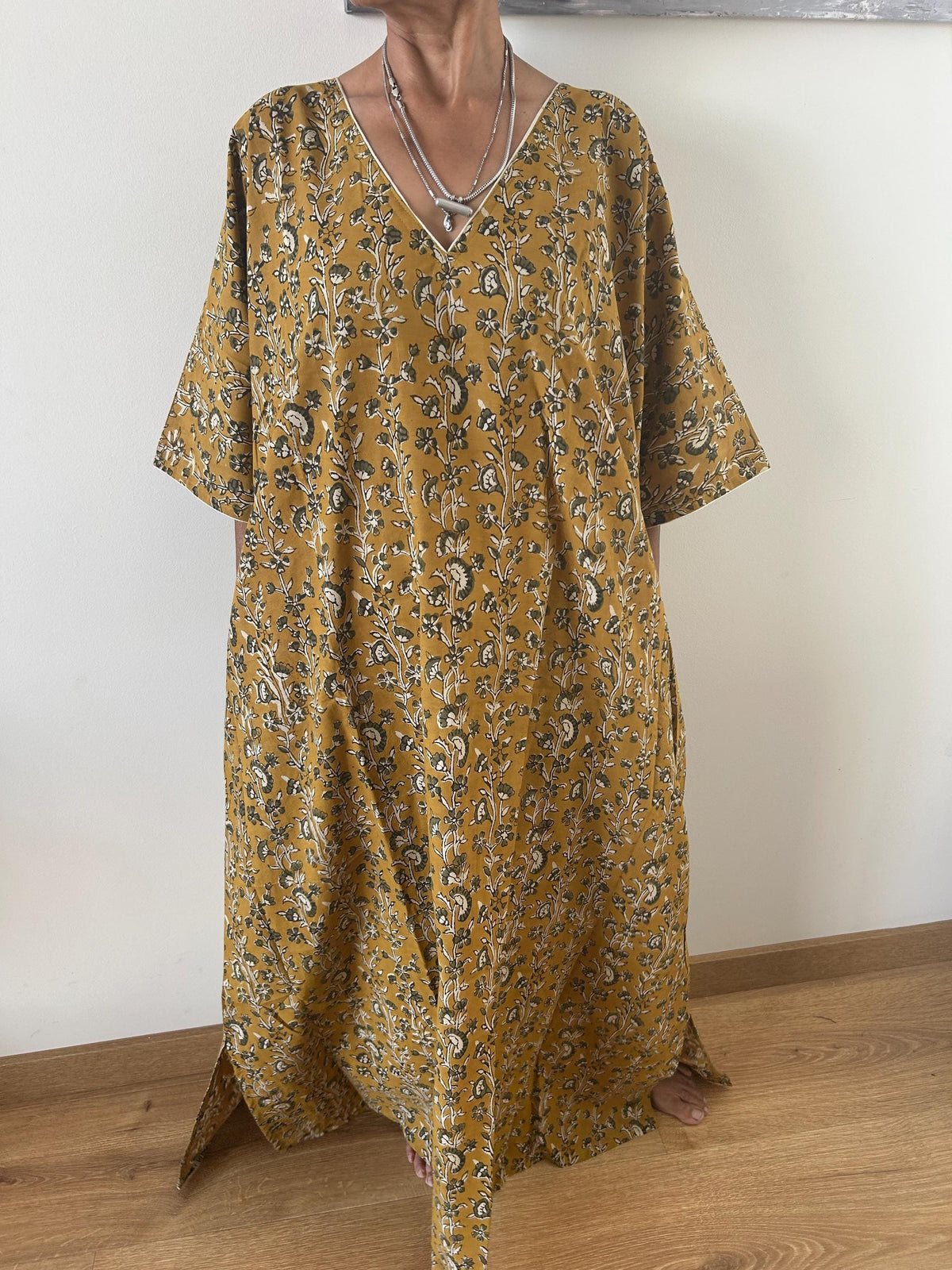 Floral cotton kaftan,caftan, resort wear,loungewear,gifts for her,boho dress,a line dress,block print dress