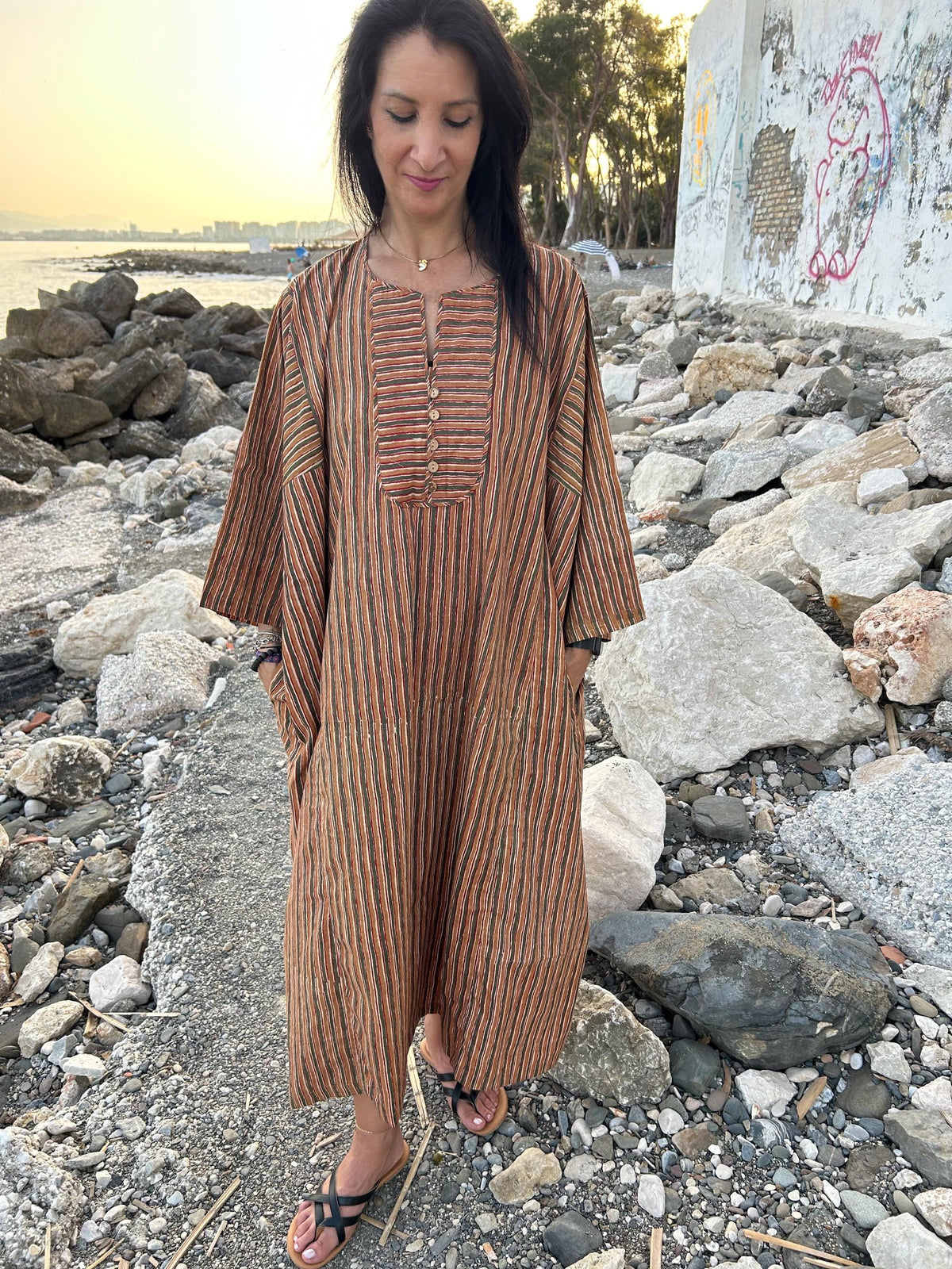 Organic cotton kaftan,caftan, resort wear,loungewear,gifts for her,boho dress,a line dress,block print dress