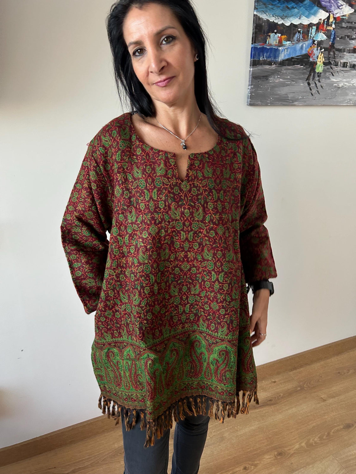 Winter tunic,wool tunic,gifts for her,Christmas gift,mom postpartum gift,resort wear,boho wool kurti,winter kurti