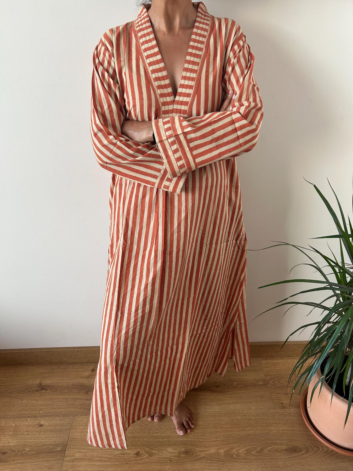 Blue stripe  cotton kaftan,caftan, resort wear,loungewear,gifts for her,boho dress,a line dress,block print dress