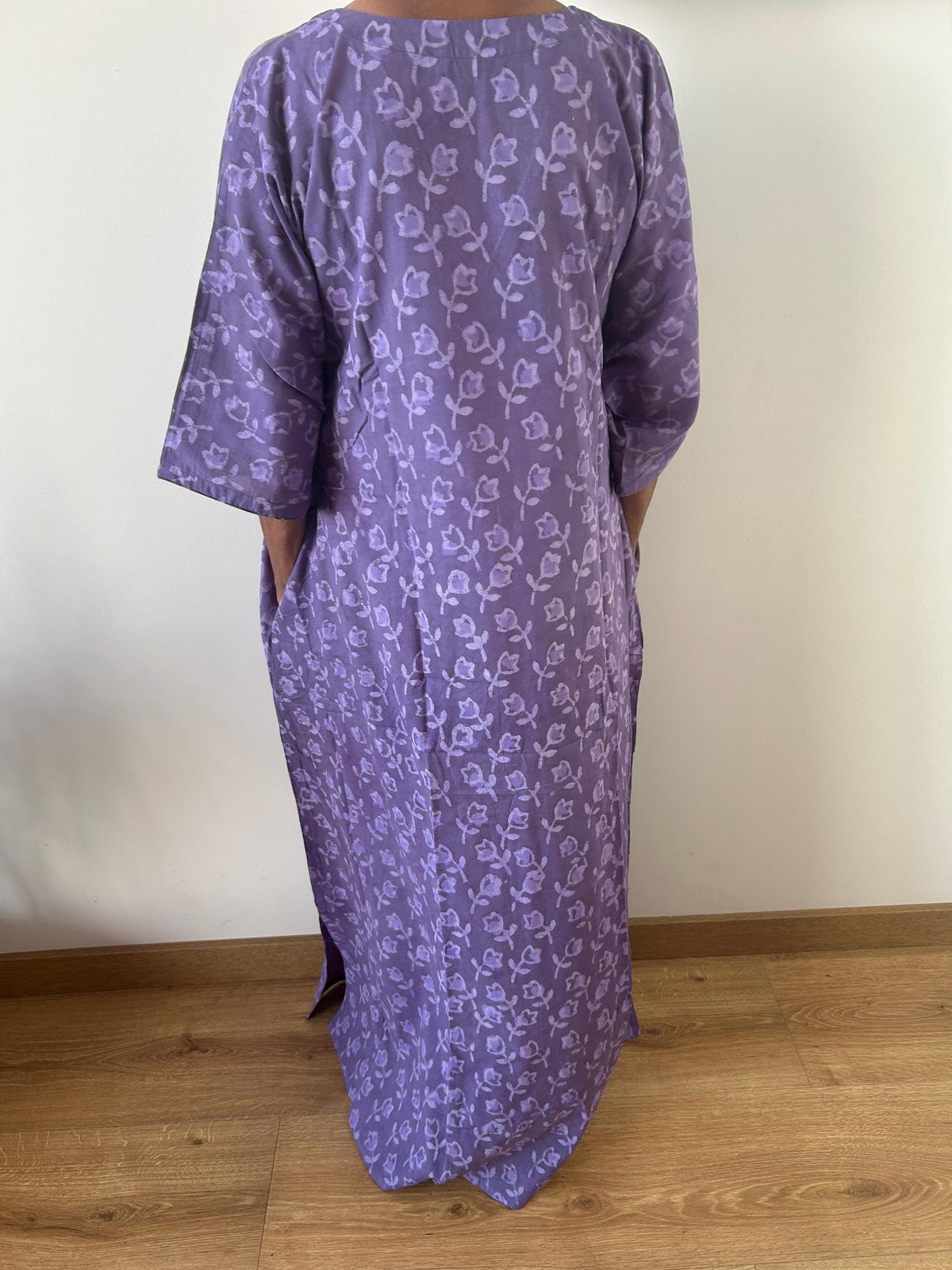 Purple rose cotton kaftan,caftan, resort wear,loungewear,gifts for her,boho dress,a line dress,block print dress