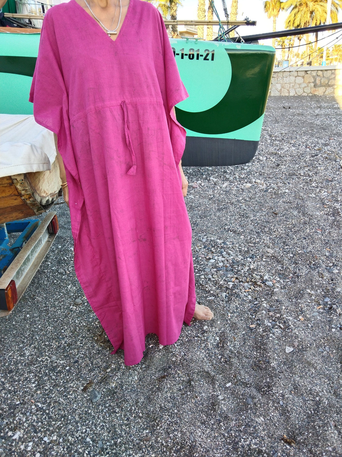 Fuscia dress,Plus size cotton kaftan,caftan,gifts for her, resort wear, loungewear,boho dress,pink kaftan