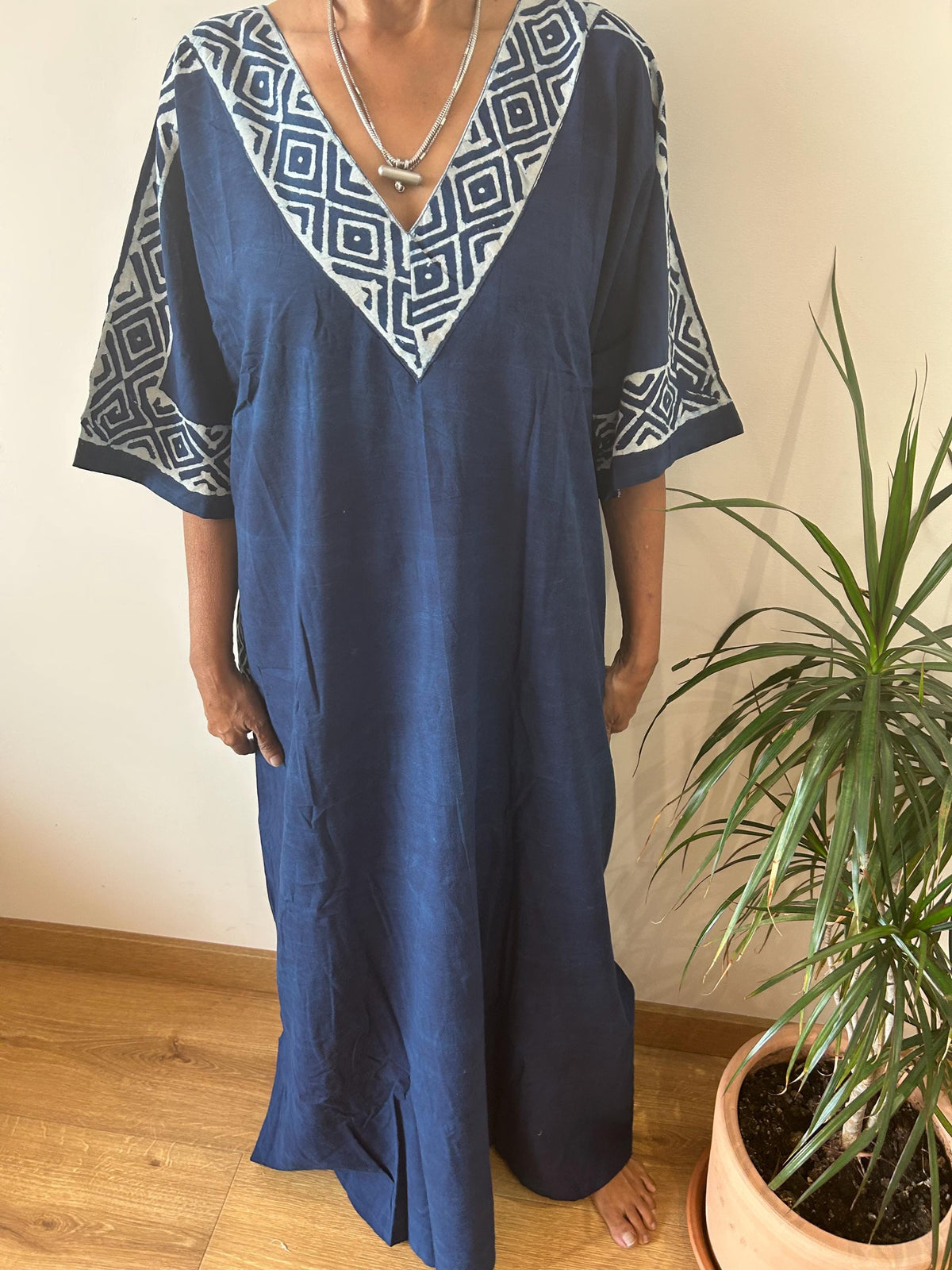 Indigo cotton kaftan,caftan, resort wear,loungewear,gifts for her,boho dress,a line dress,block print dress