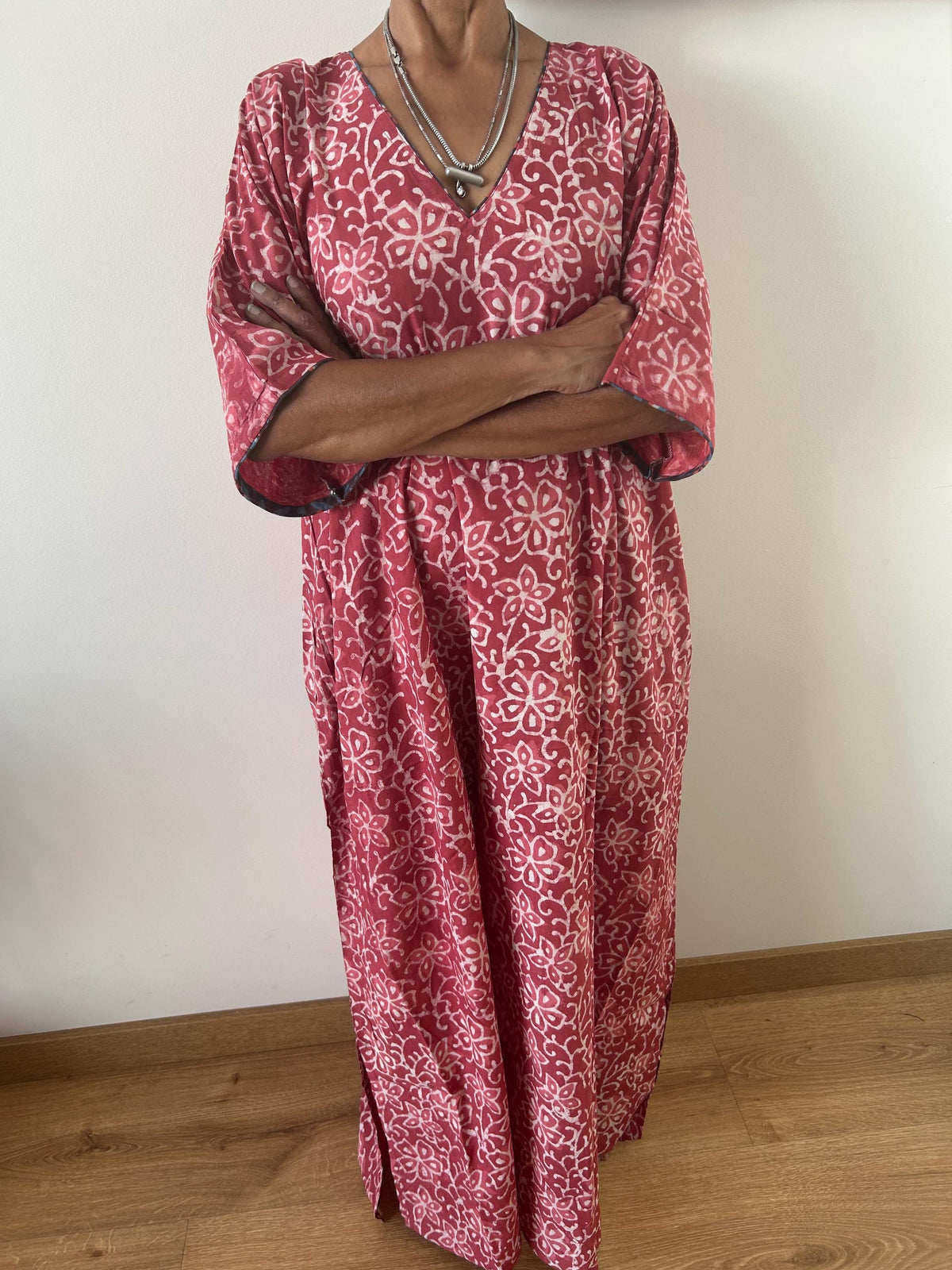 Pink cotton kaftan,caftan, resort wear,loungewear,gifts for her,boho dress,a line dress,block print dress