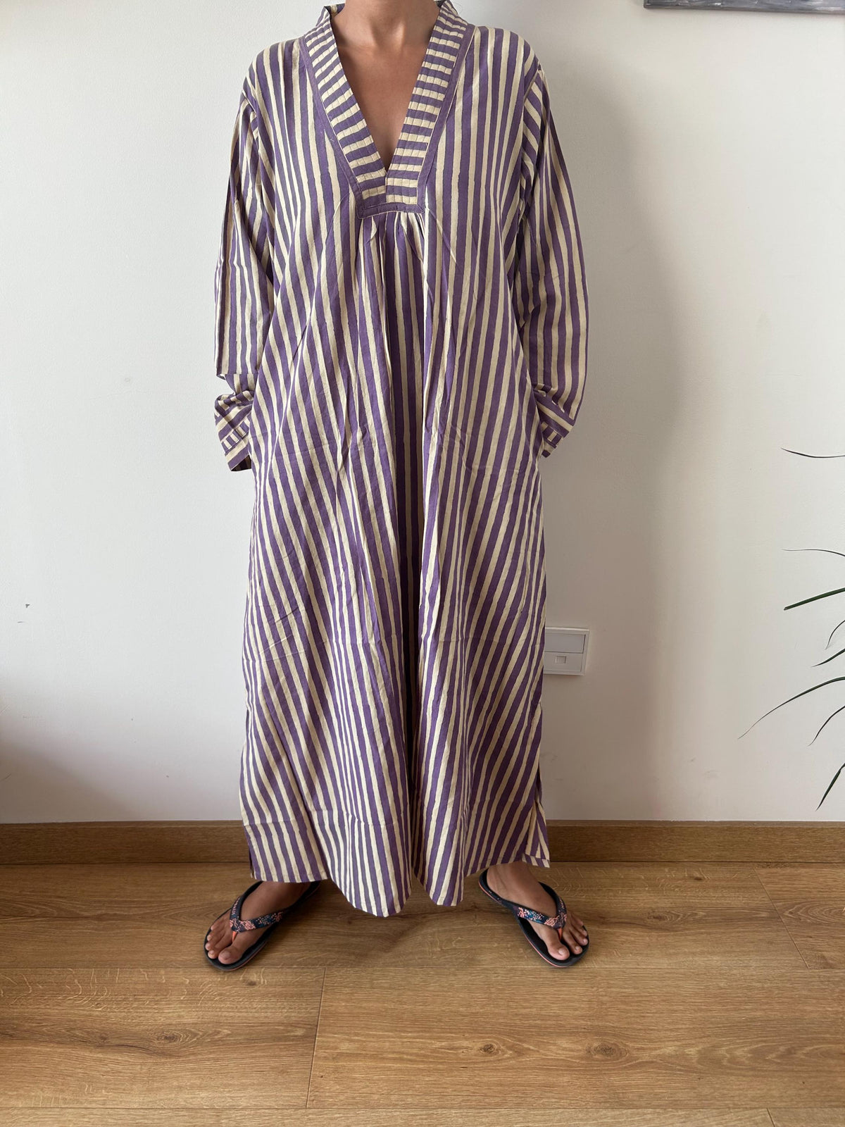 Purple stripe  cotton kaftan,caftan, resort wear,loungewear,gifts for her,boho dress,a line dress,block print dress