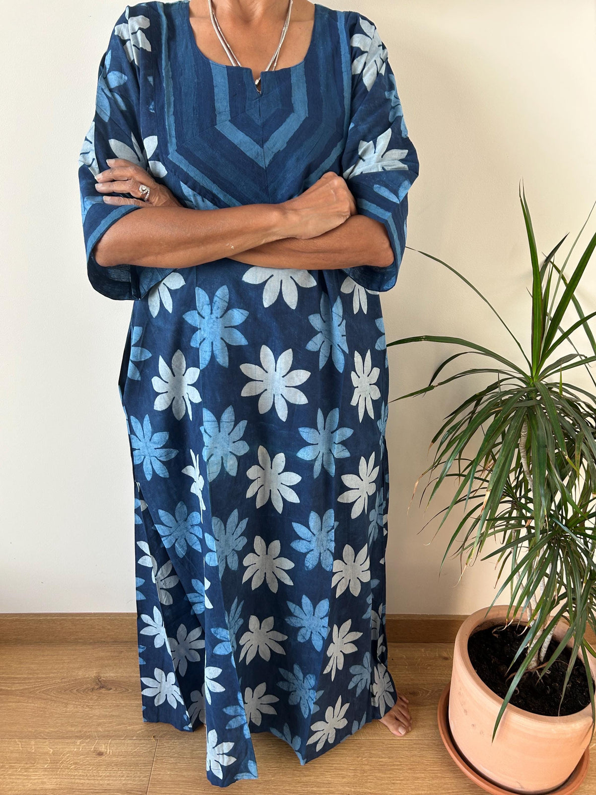 Organic indigo Cotton kaftan,caftan, resort wear, loungewear,gifts for her,boho dress,aline dress