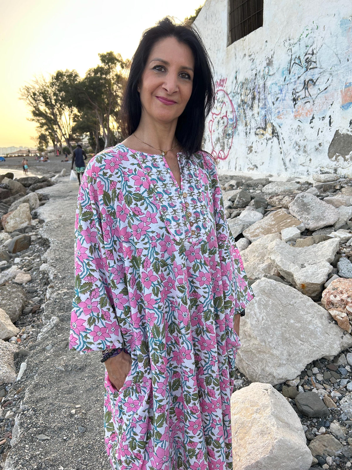 Organic cotton kaftan,caftan, resort wear,loungewear,gifts for her,boho dress,a line dress,block print dress