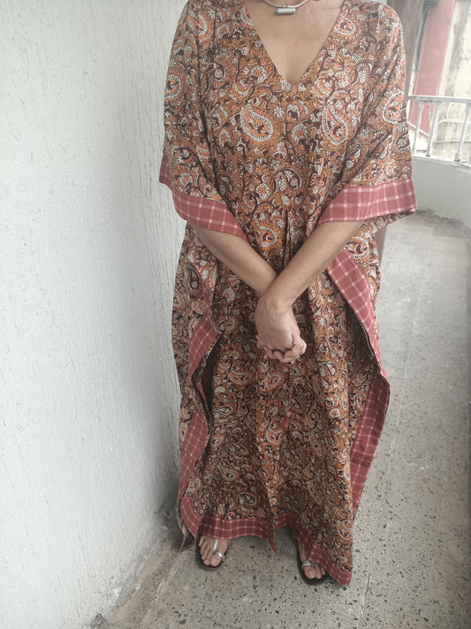 Handmade Cotton Caftan: Earthy Boho Resort Loungewear