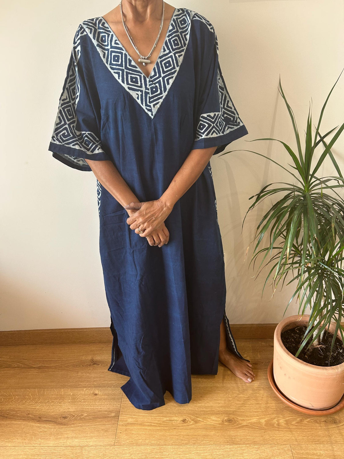 Indigo cotton kaftan,caftan, resort wear,loungewear,gifts for her,boho dress,a line dress,block print dress