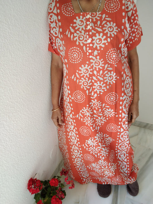 Orange A line kaftan, loungewear,resort wear,boho dress,gifts for her,cotton dress