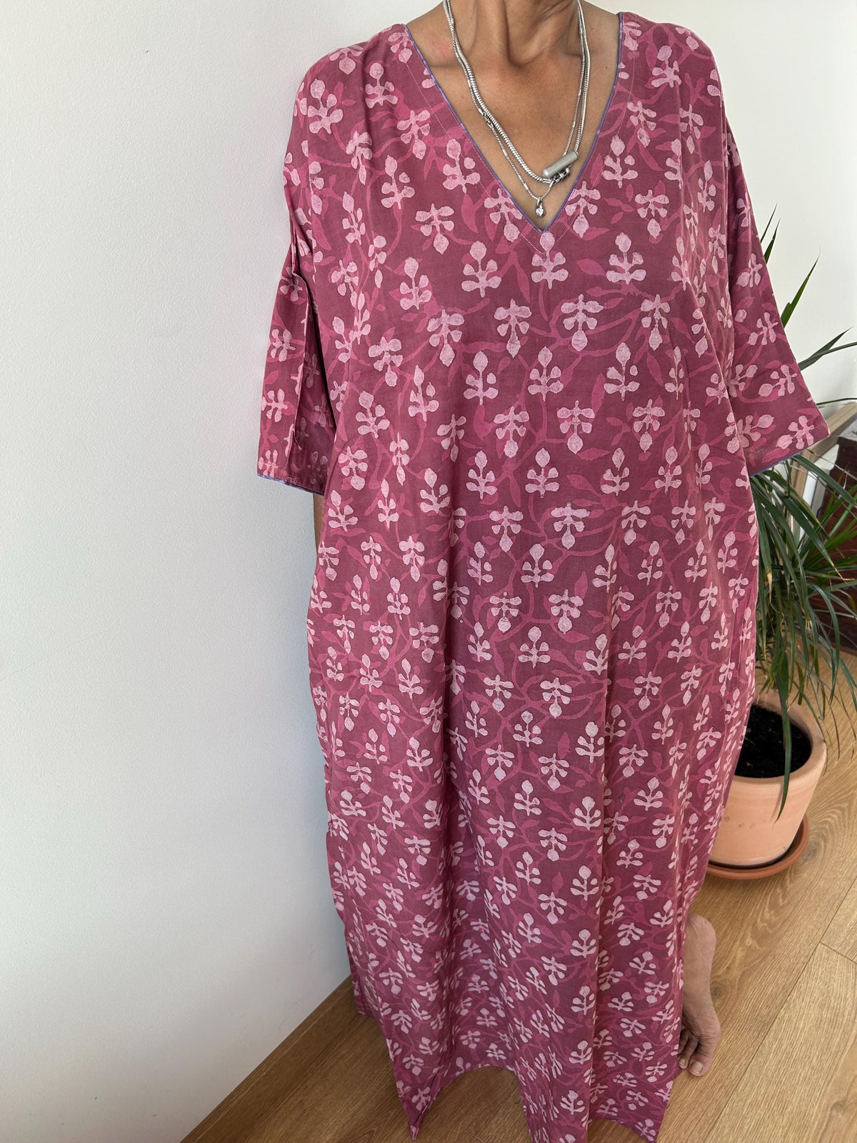 Pink cotton kaftan,caftan, resort wear,loungewear,gifts for her,boho dress,a line dress,block print dress