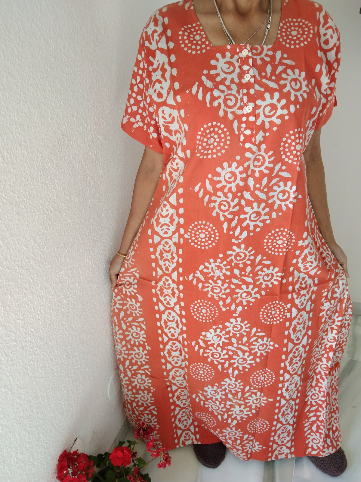 Orange A line kaftan, loungewear,resort wear,boho dress,gifts for her,cotton dress