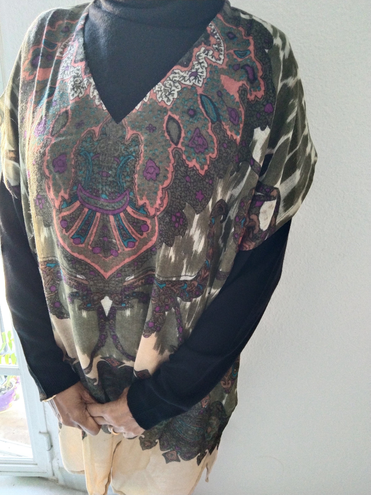 Thin wool layering tunic,wool kaftan