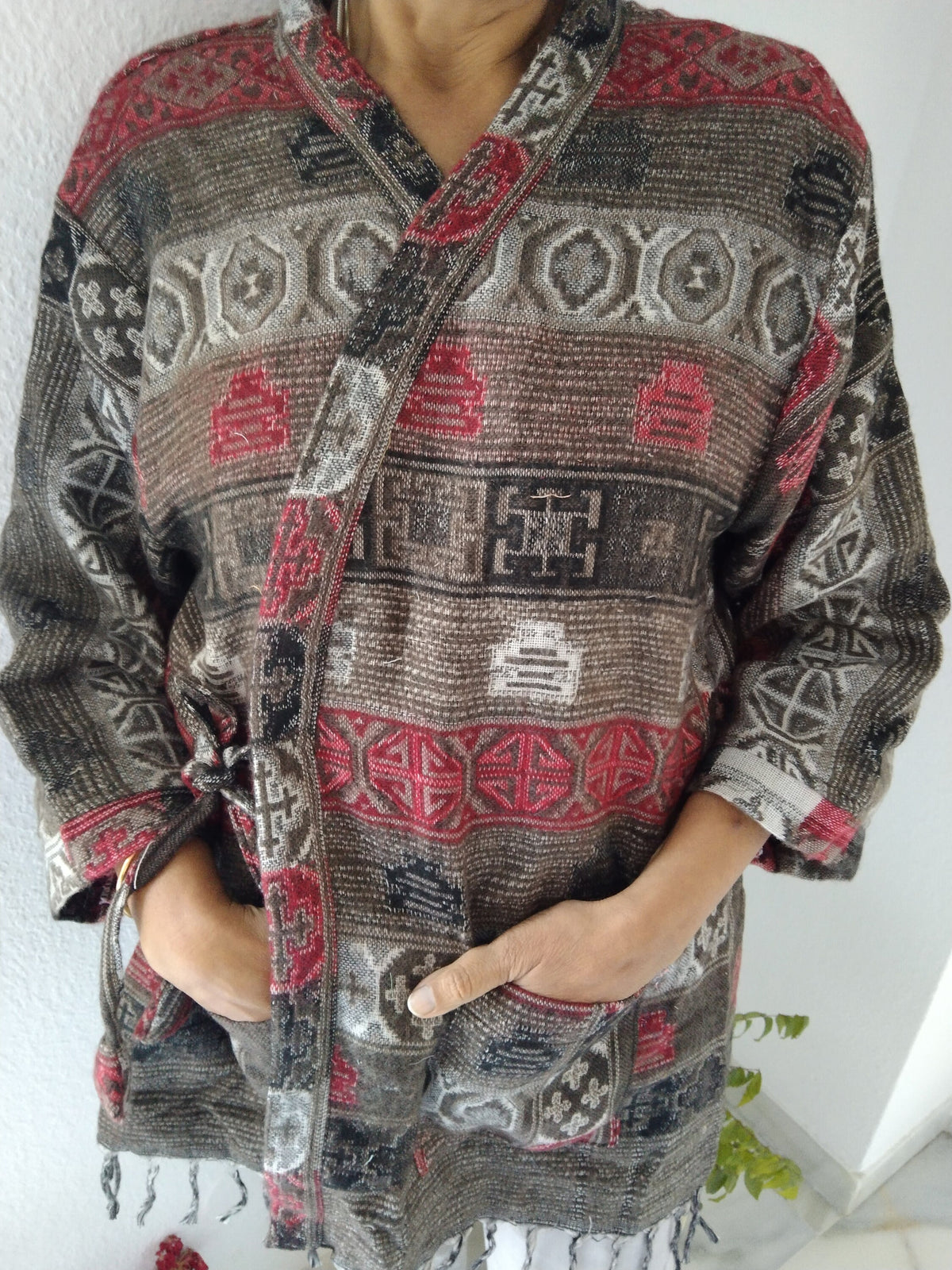 Unisex wrap top,boho top,wool tunic,wool jacket,gifts for her, loungewear,boho tunic