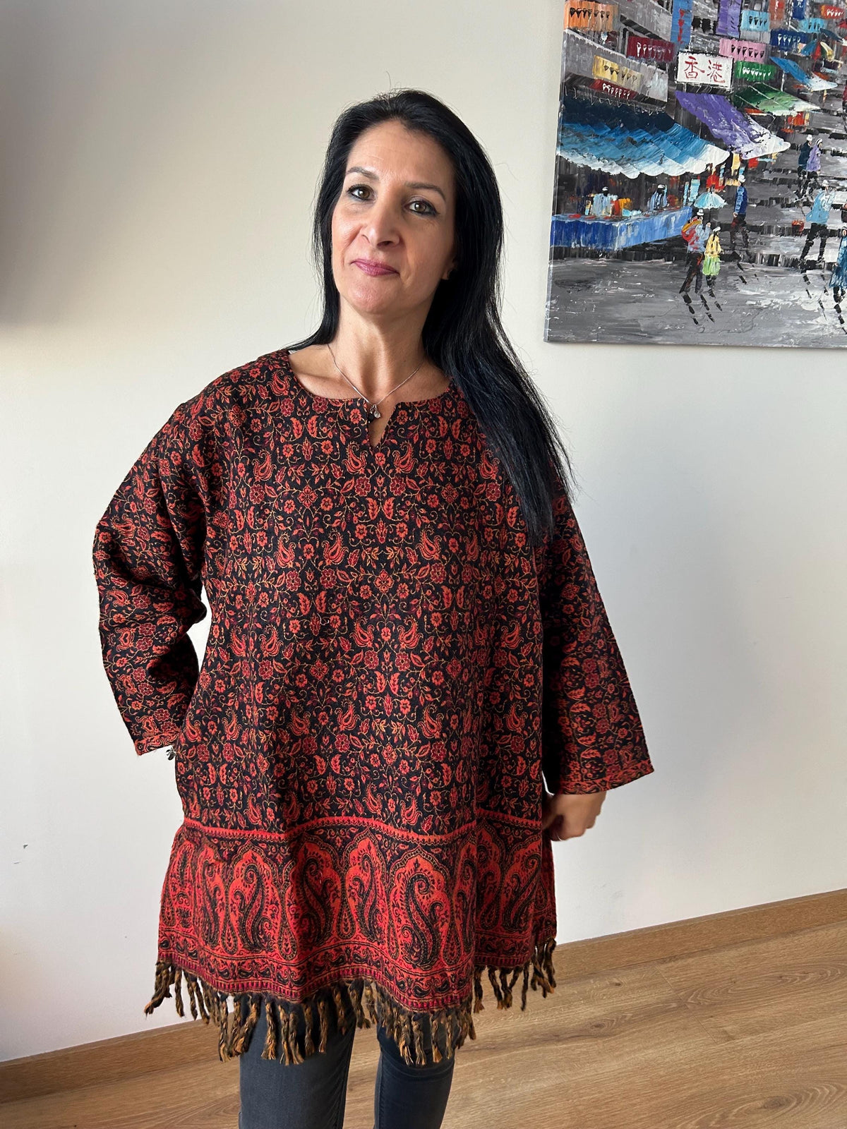 Winter tunic,wool tunic,gifts for her,Christmas gift,mom postpartum gift,resort wear,boho wool kurti,winter kurti