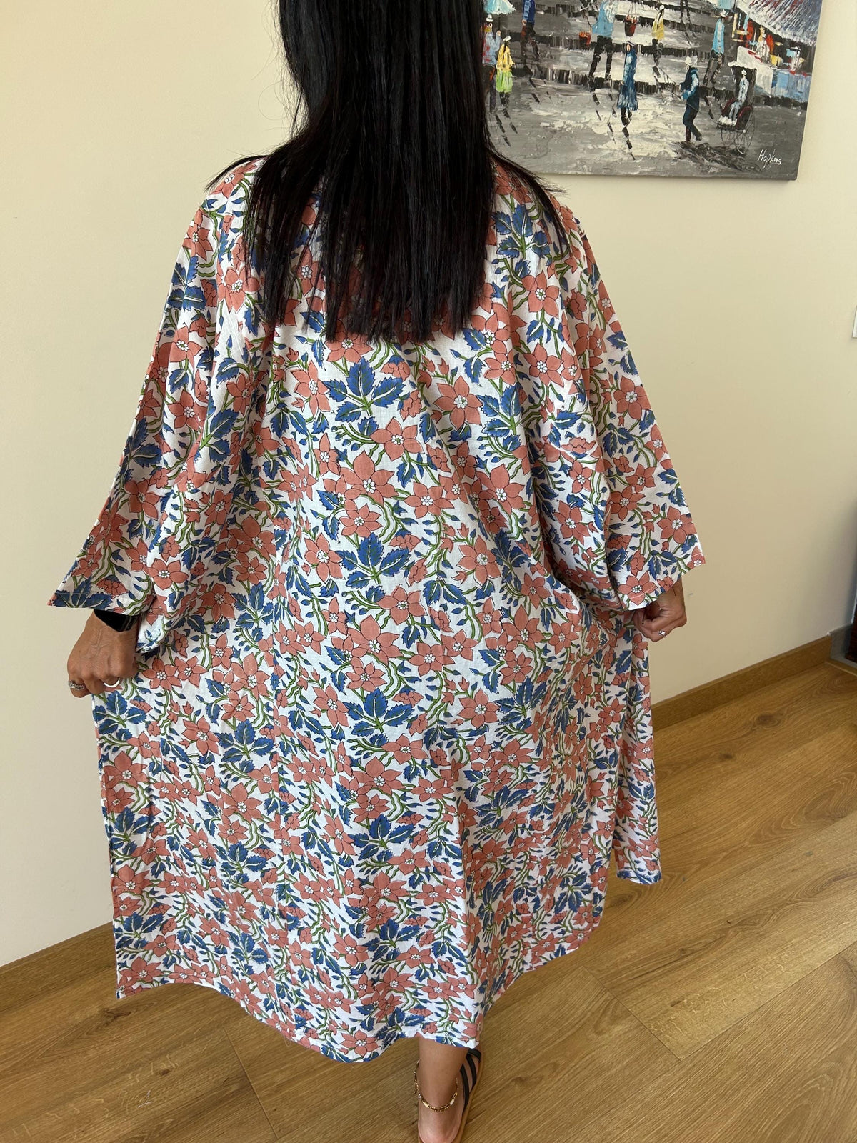 Organic cotton kaftan,caftan, resort wear,loungewear,gifts for her,boho dress,a line dress,block print dress