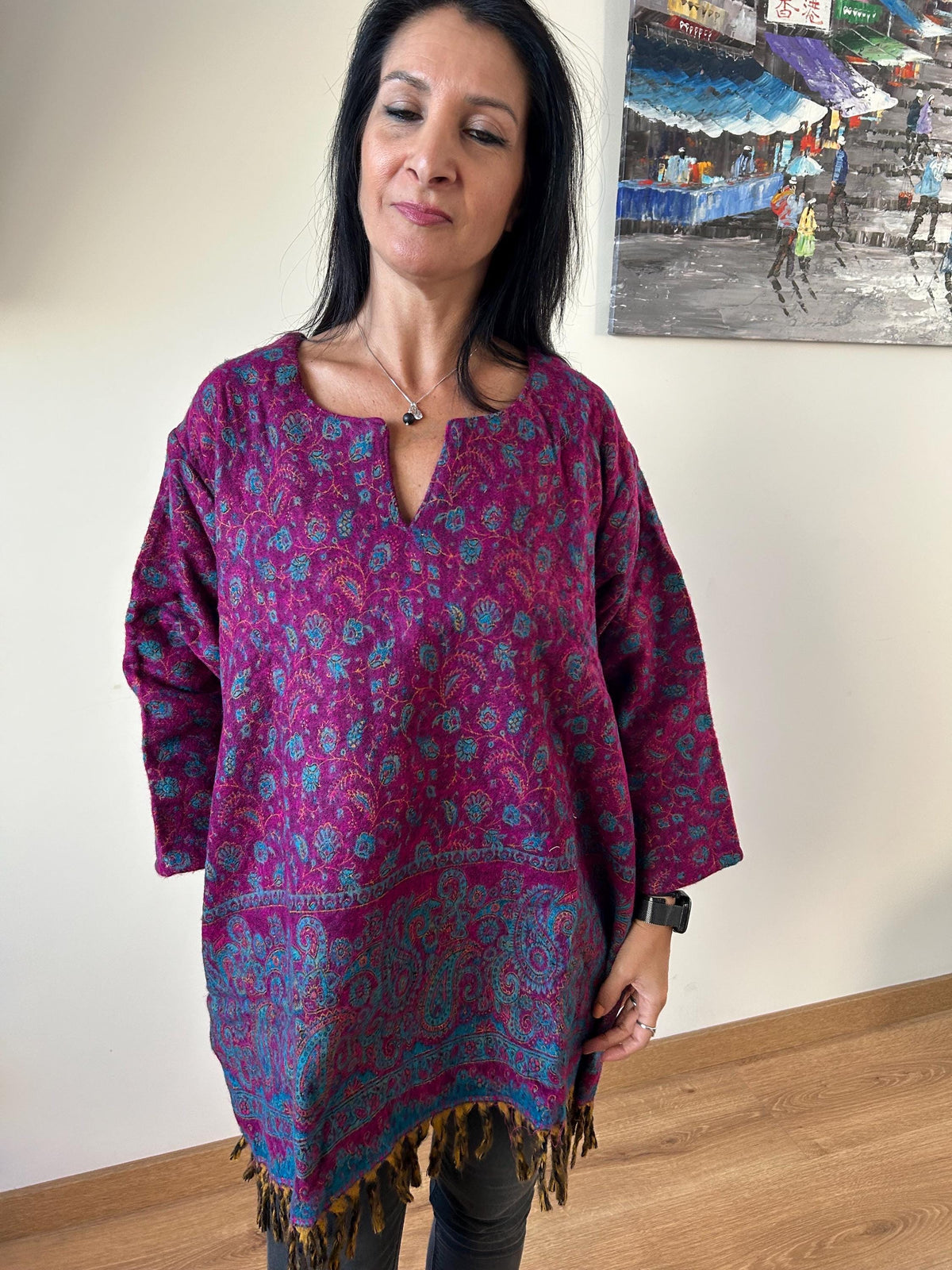 Winter yak wool tunic,wool kurti,boho winter tunic,gifts for her,resort wear, loungewear, gifts for her, Christmas gift, mom postpartum gift