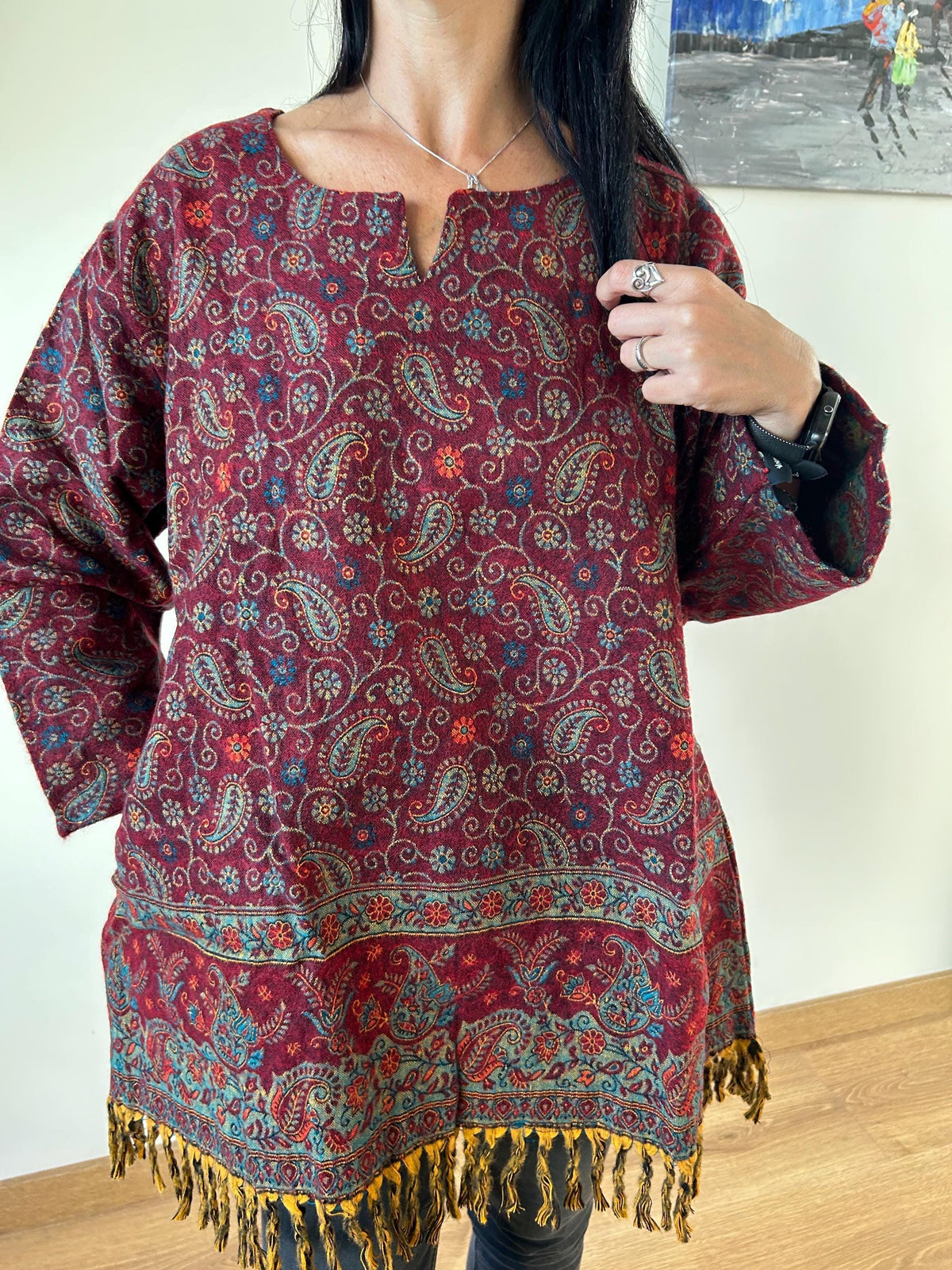 Winter tunic,wool kurti,gifts for her, Christmas gift,boho winter Kurti,wool tunic,mom postpartum gift,