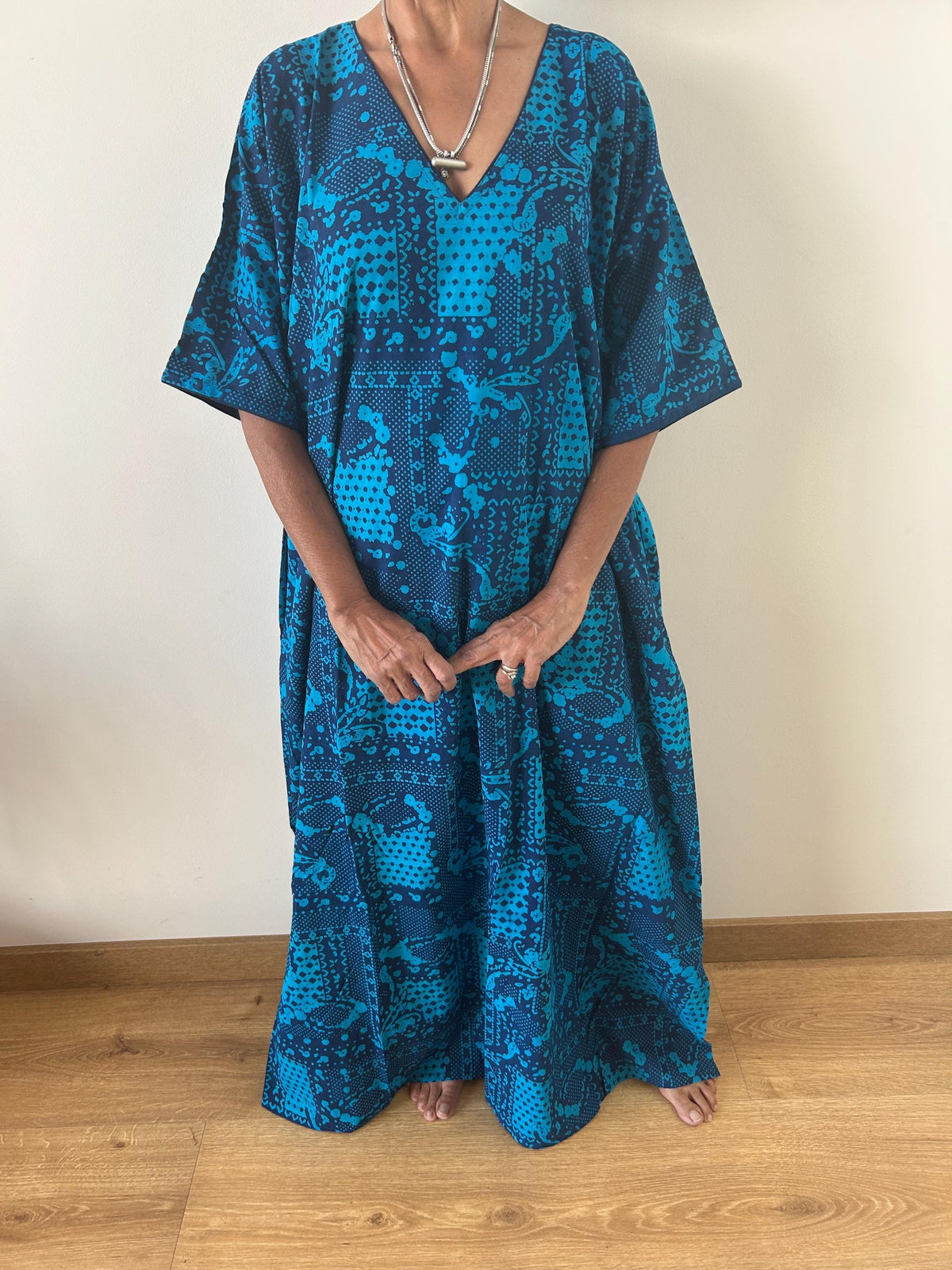 Blue cotton kaftan,caftan, resort wear,loungewear,gifts for her,boho dress,a line dress,block print dress