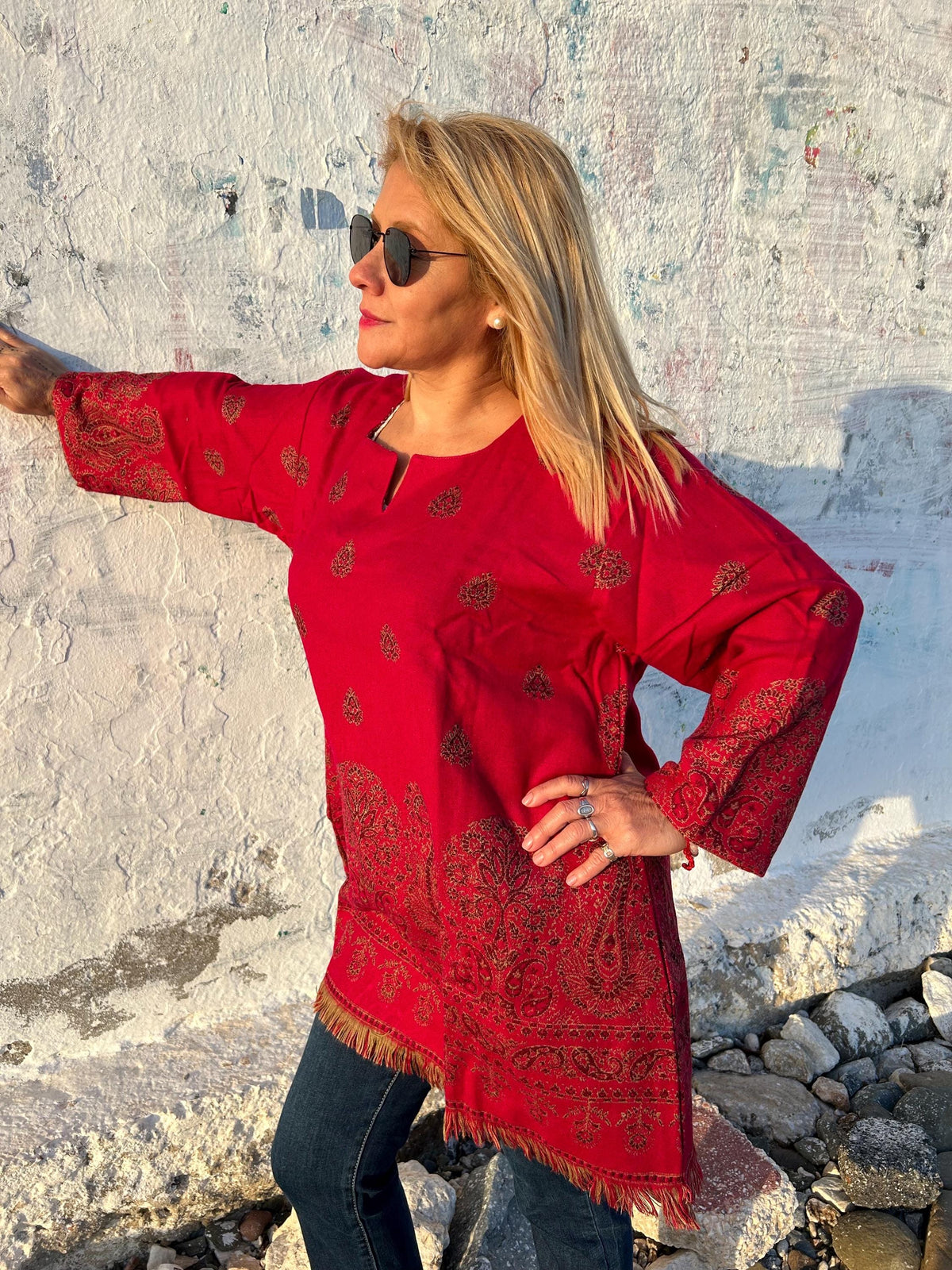 Winter wool tunic,wool kurti,gifts for her, Christmas gift, mom postpartum gift,resort wear,loungewear,boho kurti,wool kurti,wool tunic