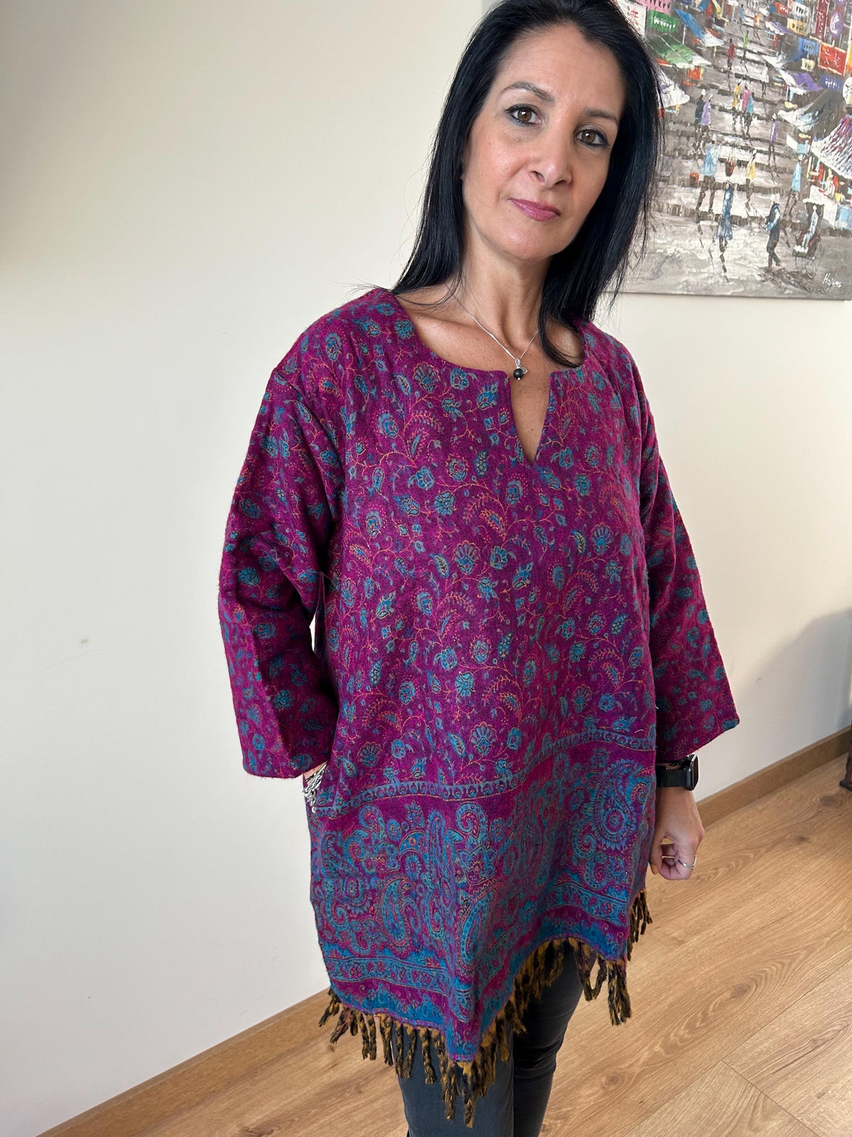 Wool kurti,winter tunic,gifts for her,resort wear,Christmas gift,mom postpartum gift,resort wear,winter kurti,boho winter tunic