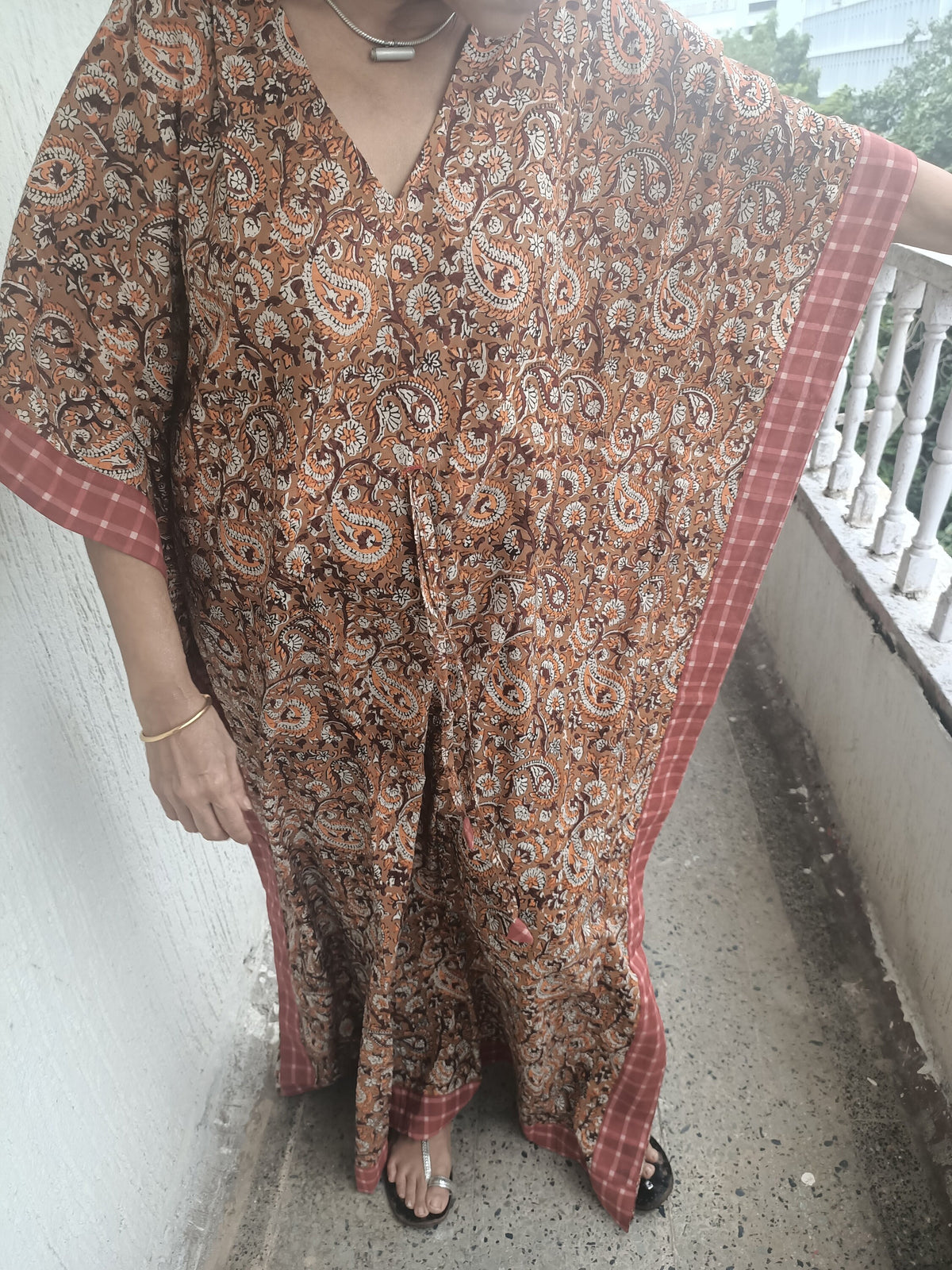 Handmade Cotton Caftan: Earthy Boho Resort Loungewear