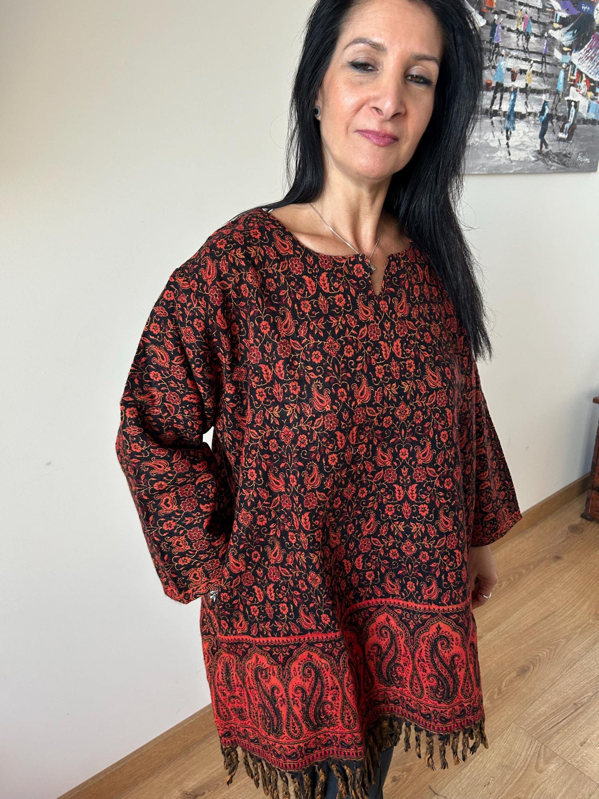 Winter tunic,wool tunic,gifts for her,Christmas gift,mom postpartum gift,resort wear,boho wool kurti,winter kurti