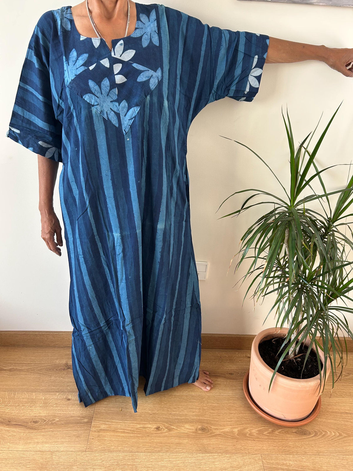 Organic indigo Cotton kaftan,caftan, resort wear, loungewear,gifts for her,boho dress,aline dress