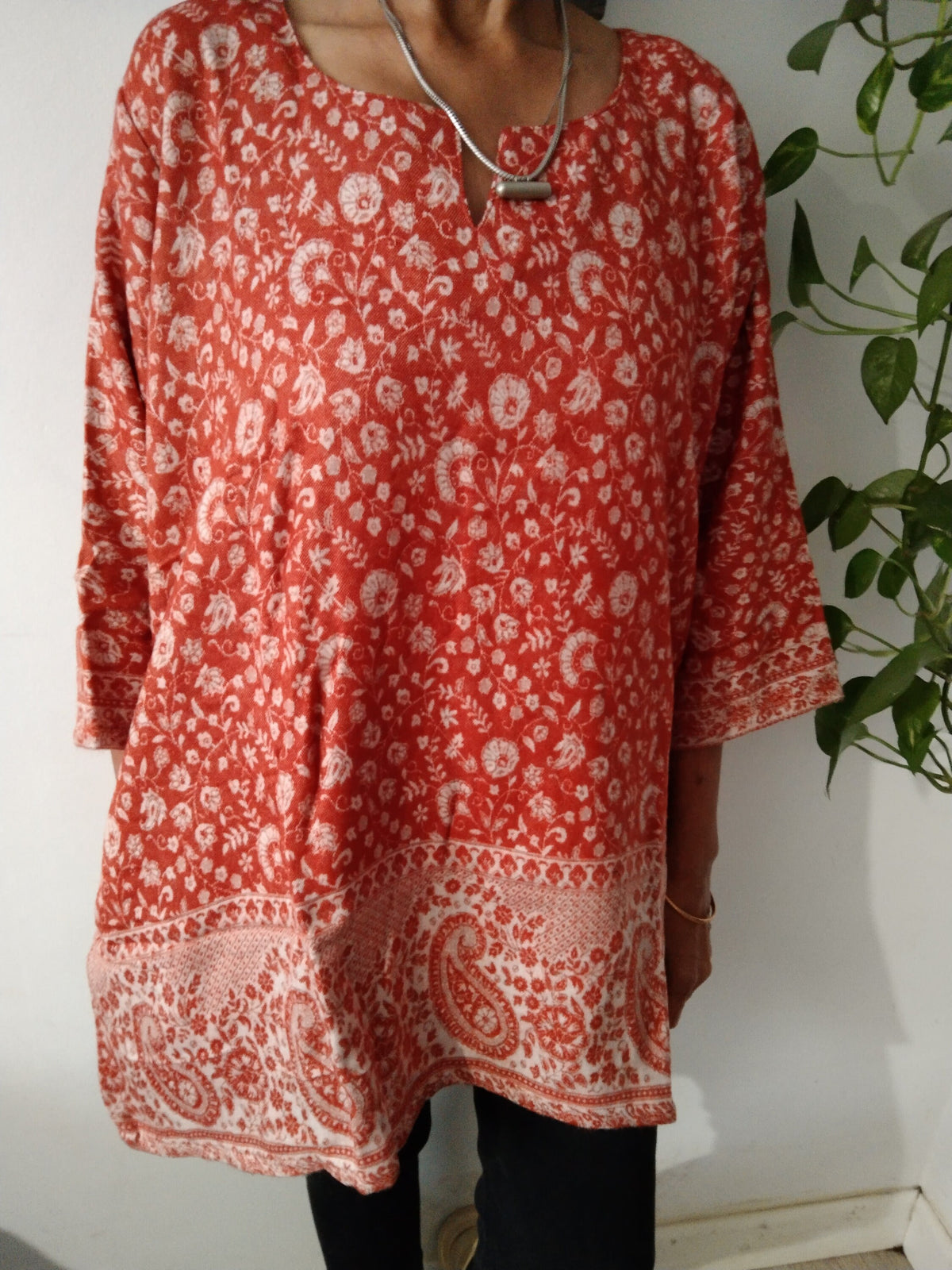 Orange wool kurti,orange tunic,gifts for her,resort wear, Christmas gift,mom postpartum gift,mother's day gift,boho tunic