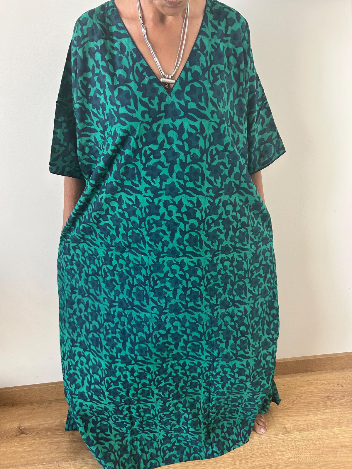 Green floral cotton kaftan,caftan, resort wear,loungewear,gifts for her,boho dress,a line dress,block print dress