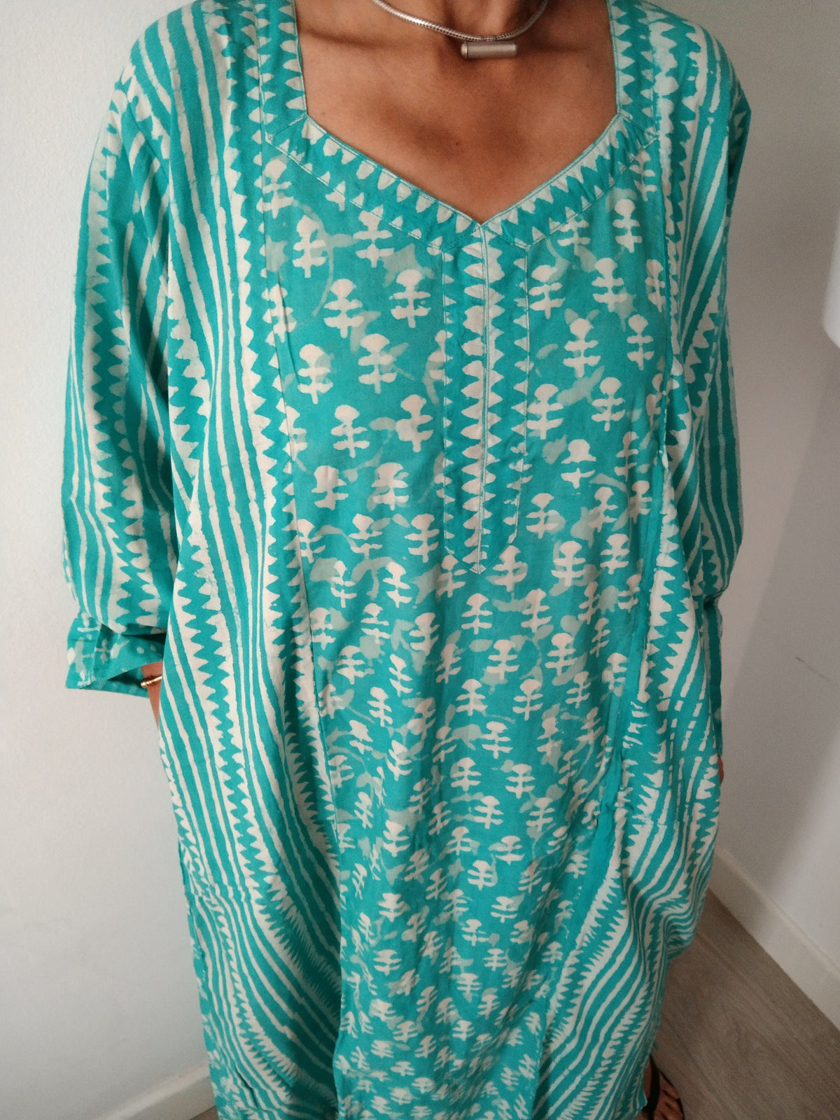 Turquoise cotton kaftan,caftan,resort wear,loungewear,sleepwear,cotton dress,boho dress