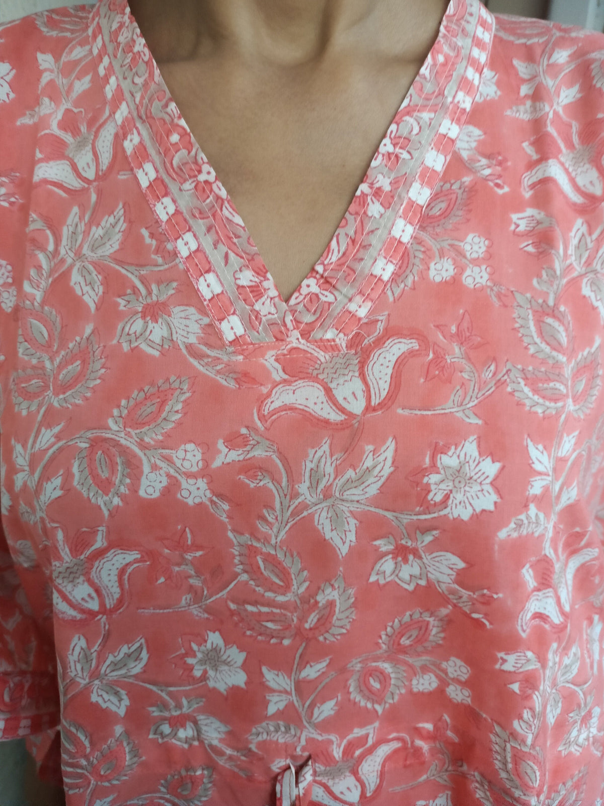 Handmade Block Print Cotton Kaftan: Floral Loungewear Dress