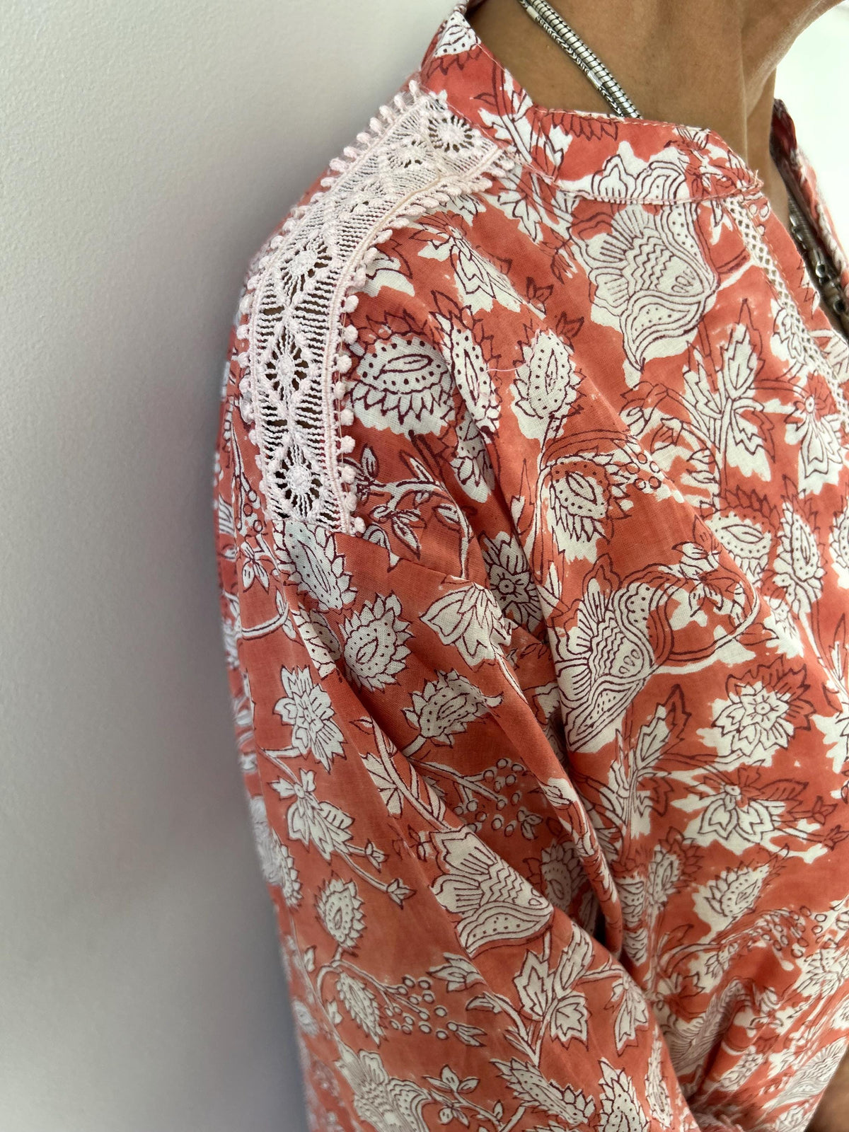 Pink floral Chinese collar cotton kaftan,caftan, resort wear,loungewear,gifts for her,boho dress,a line dress,block print dress