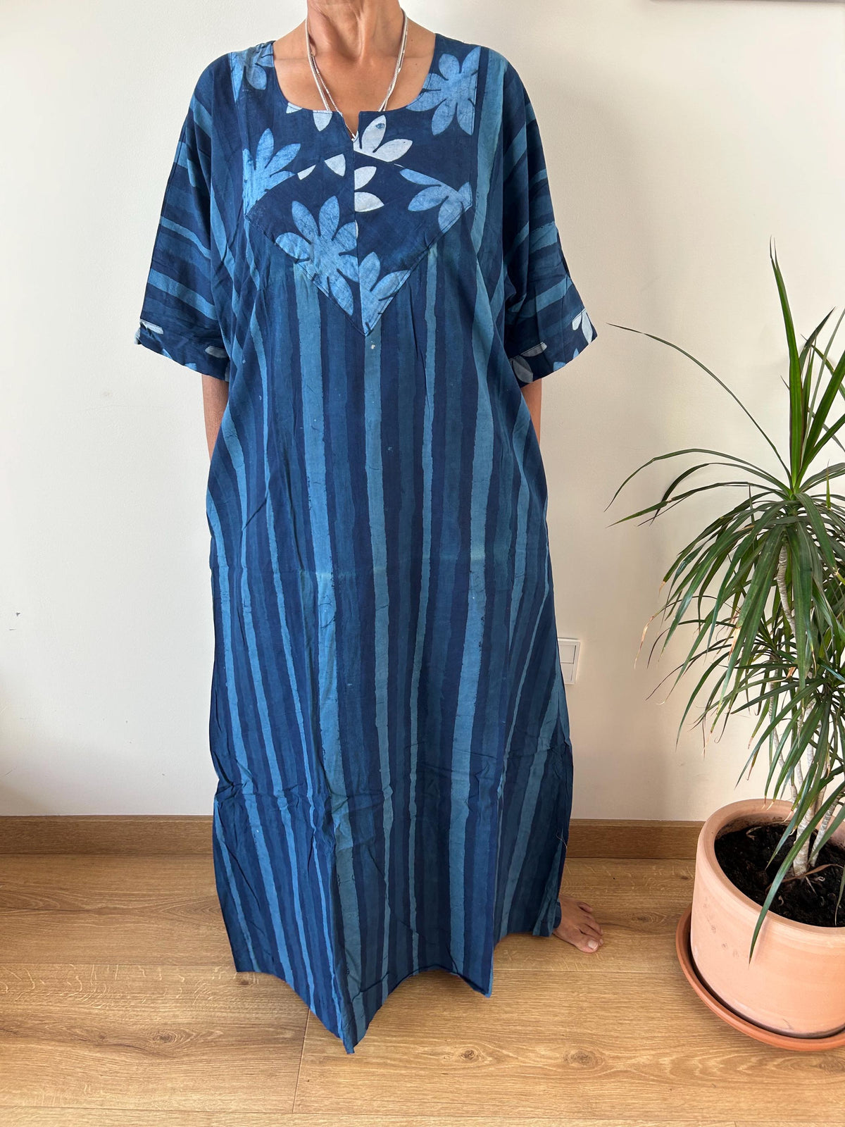 Organic indigo Cotton kaftan,caftan, resort wear, loungewear,gifts for her,boho dress,aline dress