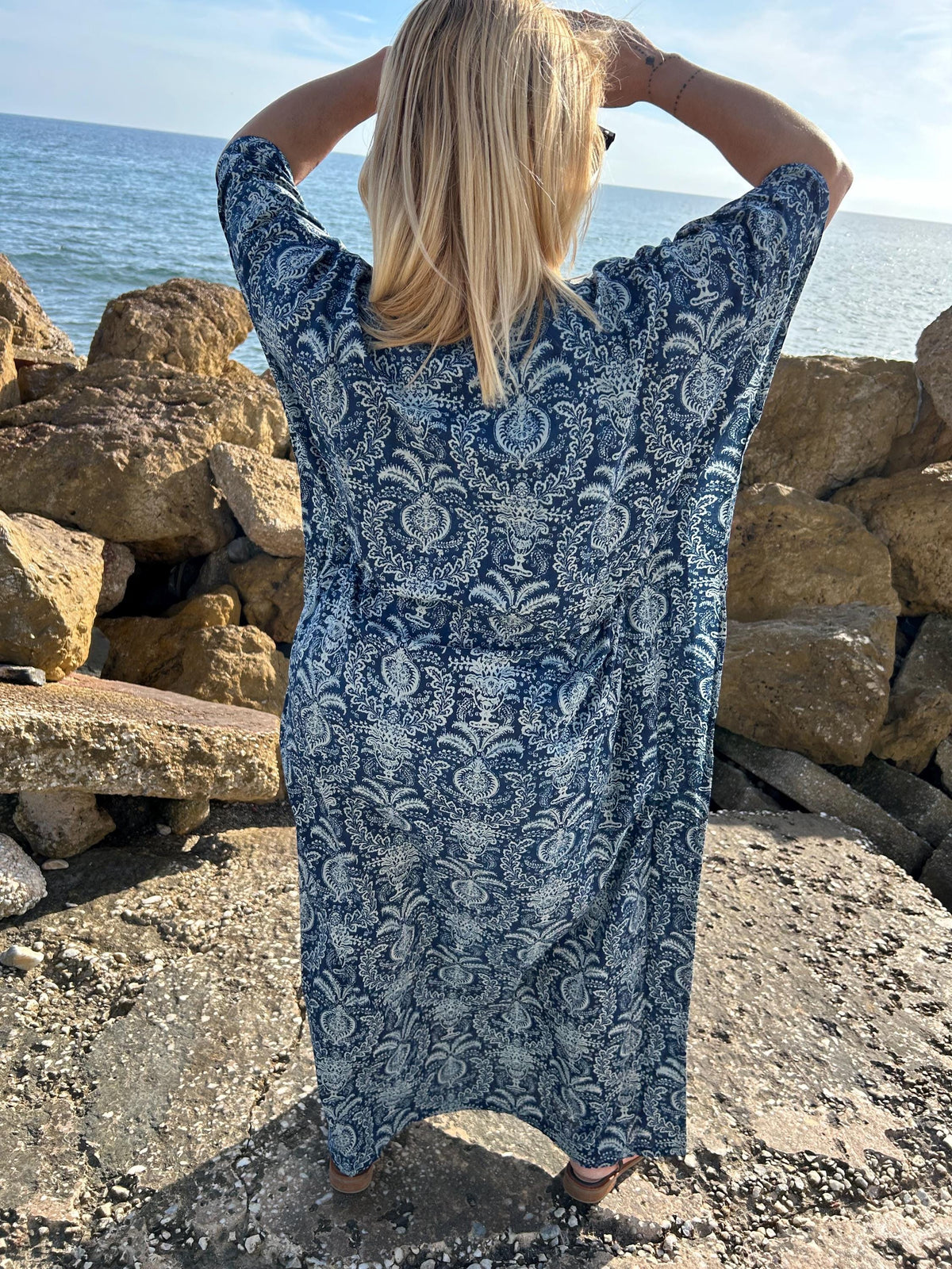 Indigo kaftan with pockets,organic kaftan,gifts for her,resort wear,loungewear,boho dress,plus size dress,gifts for her,Christmas gift