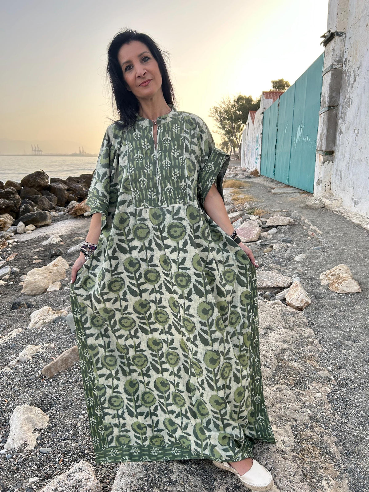 Indigo Cotton kaftan,caftan,resort wear,loungewear,sleepwear,gifts for her,boho dress,plus size kaftan,maternity dress,Mom postpartum dress
