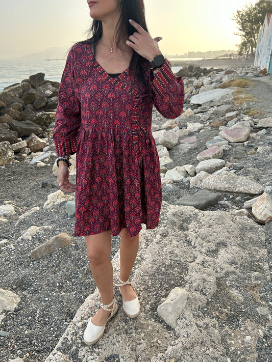 Maroon boho tunic