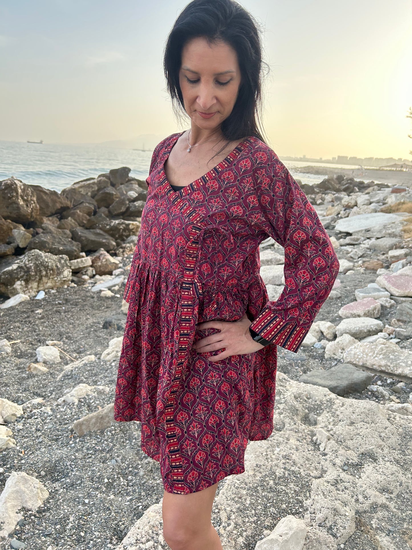 Maroon boho tunic