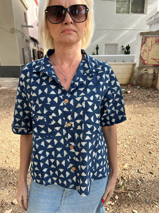 Indigo organicCotton crop Shirt