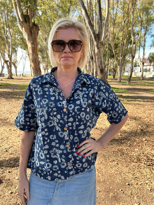 Indigo Organic Cotton crop Shirt