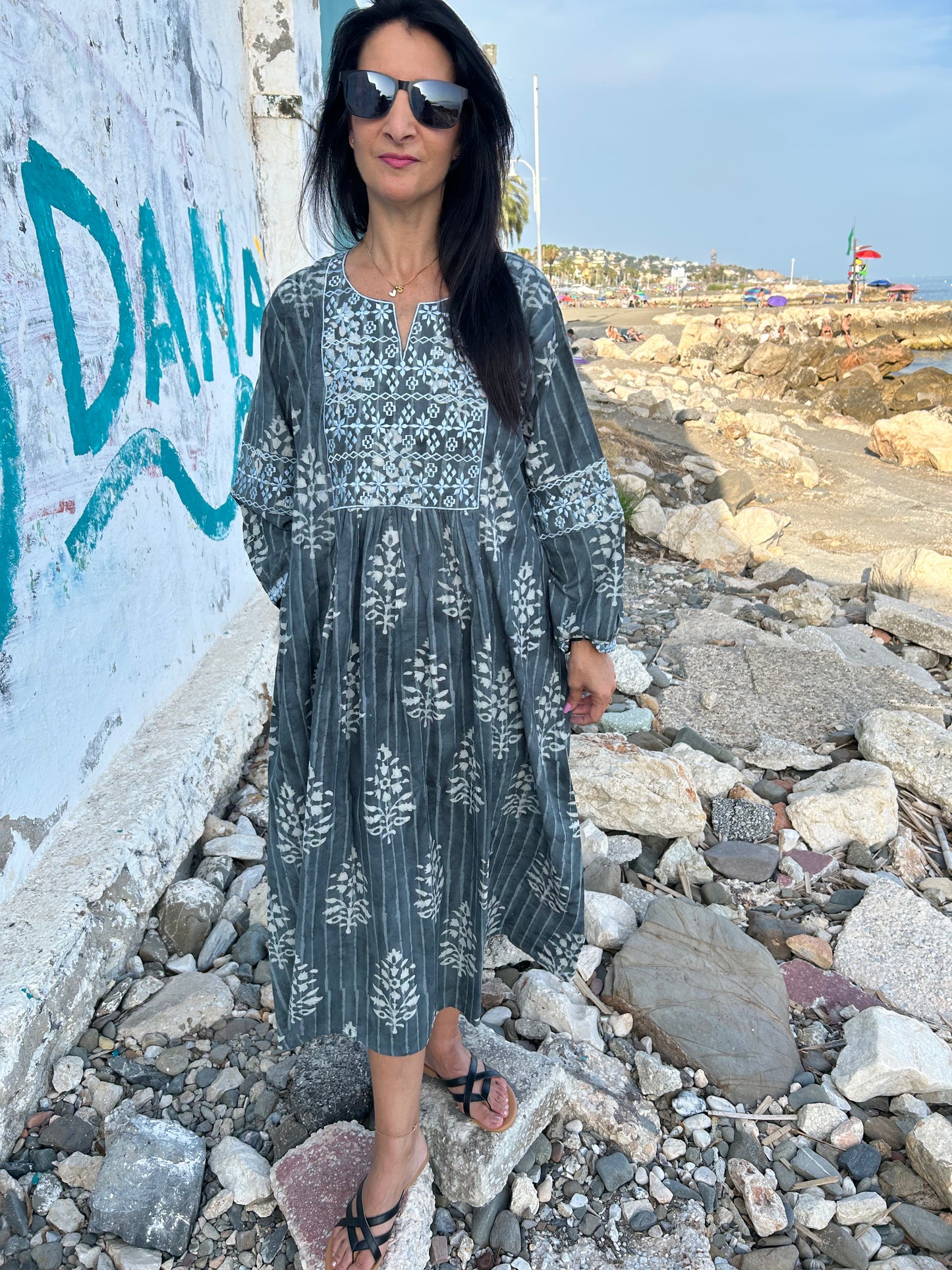 Gray Autumn embroidered dress