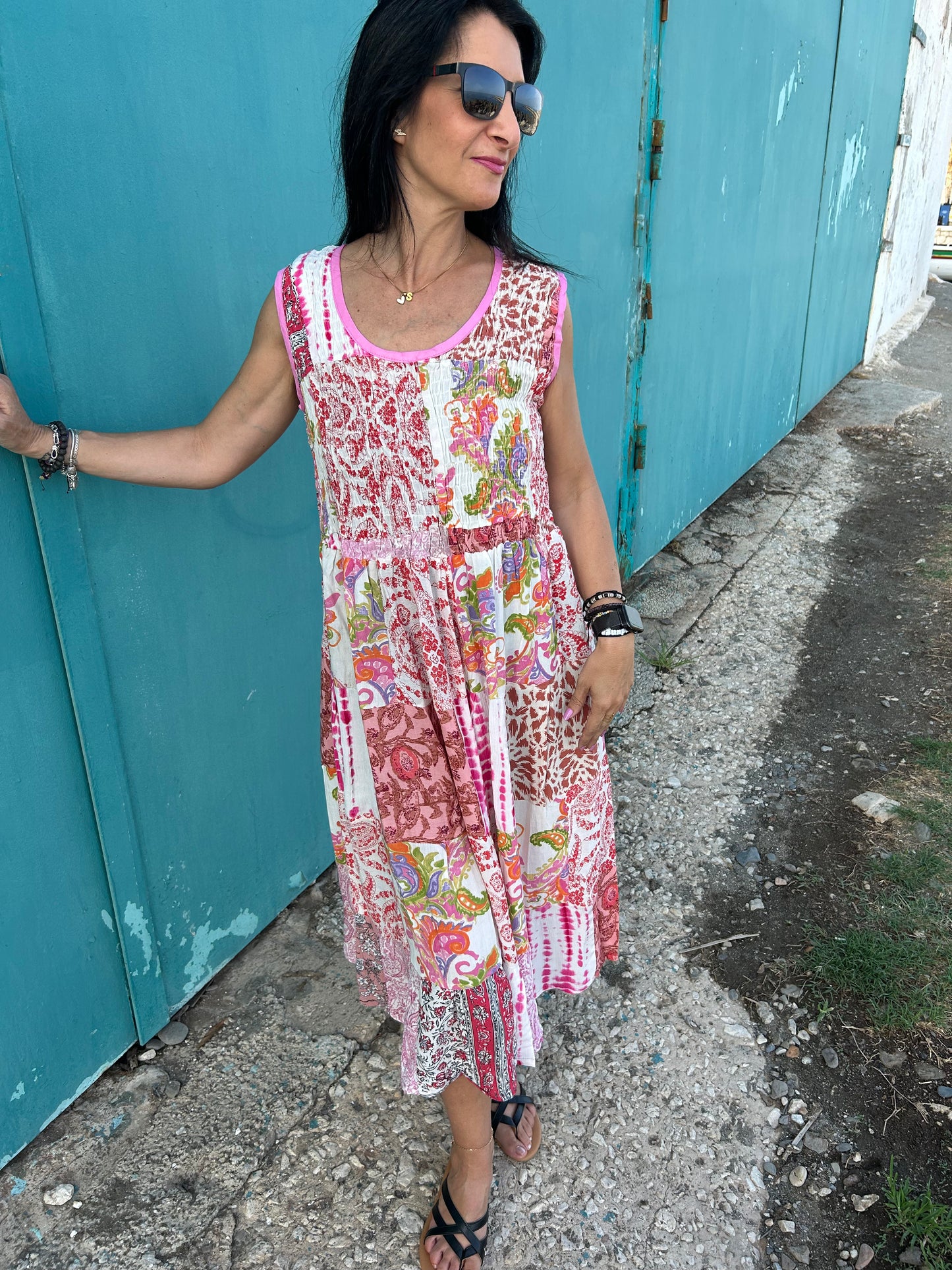 patchwork rayon dress