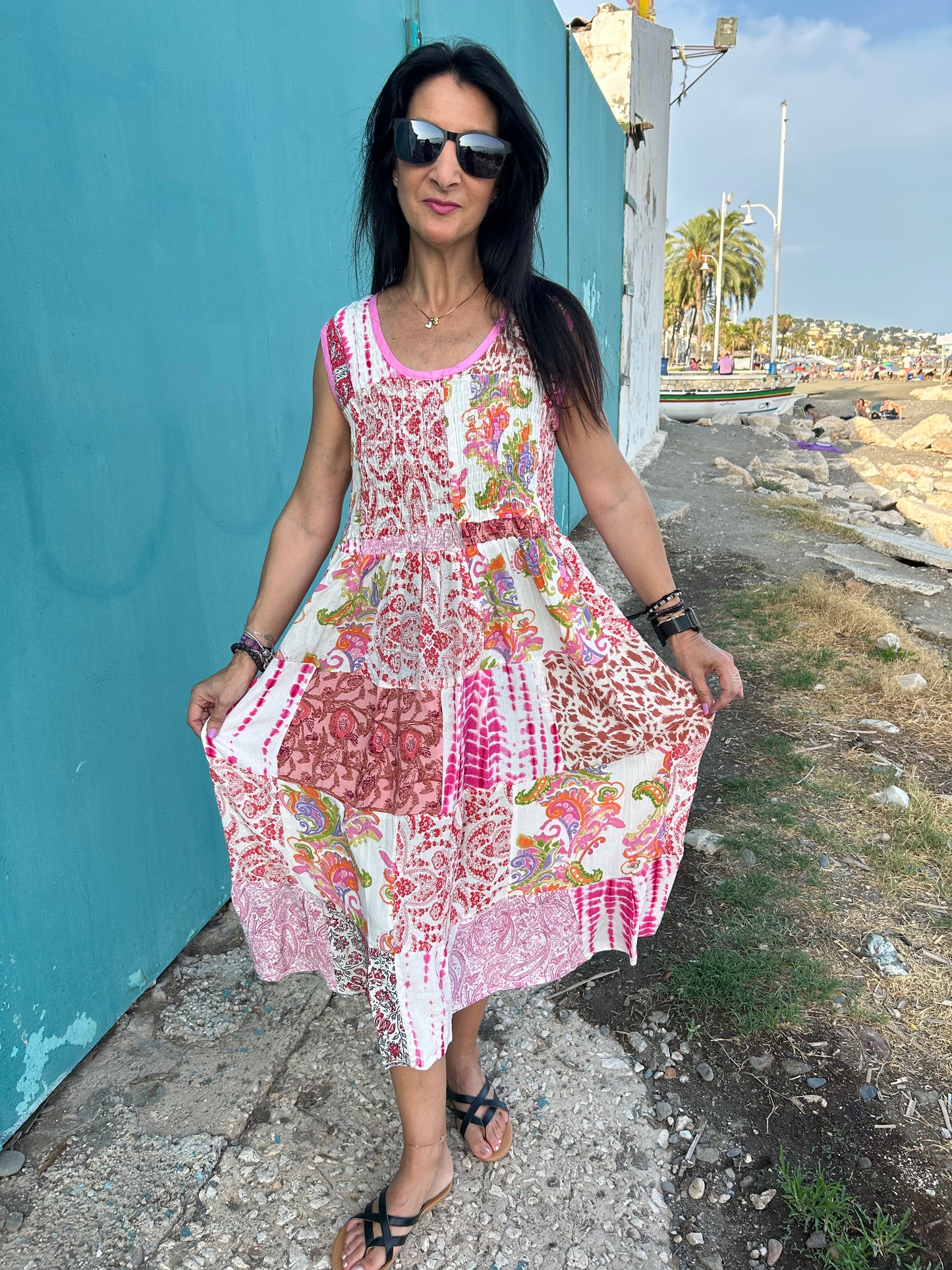 patchwork rayon dress