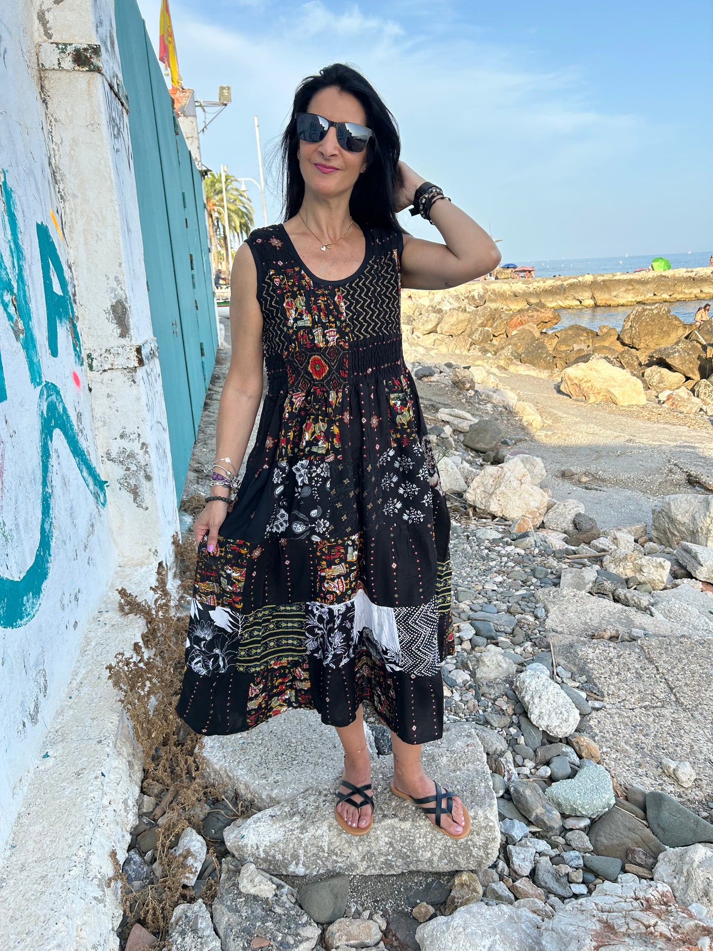 Black Sustainable Patchwork Dress