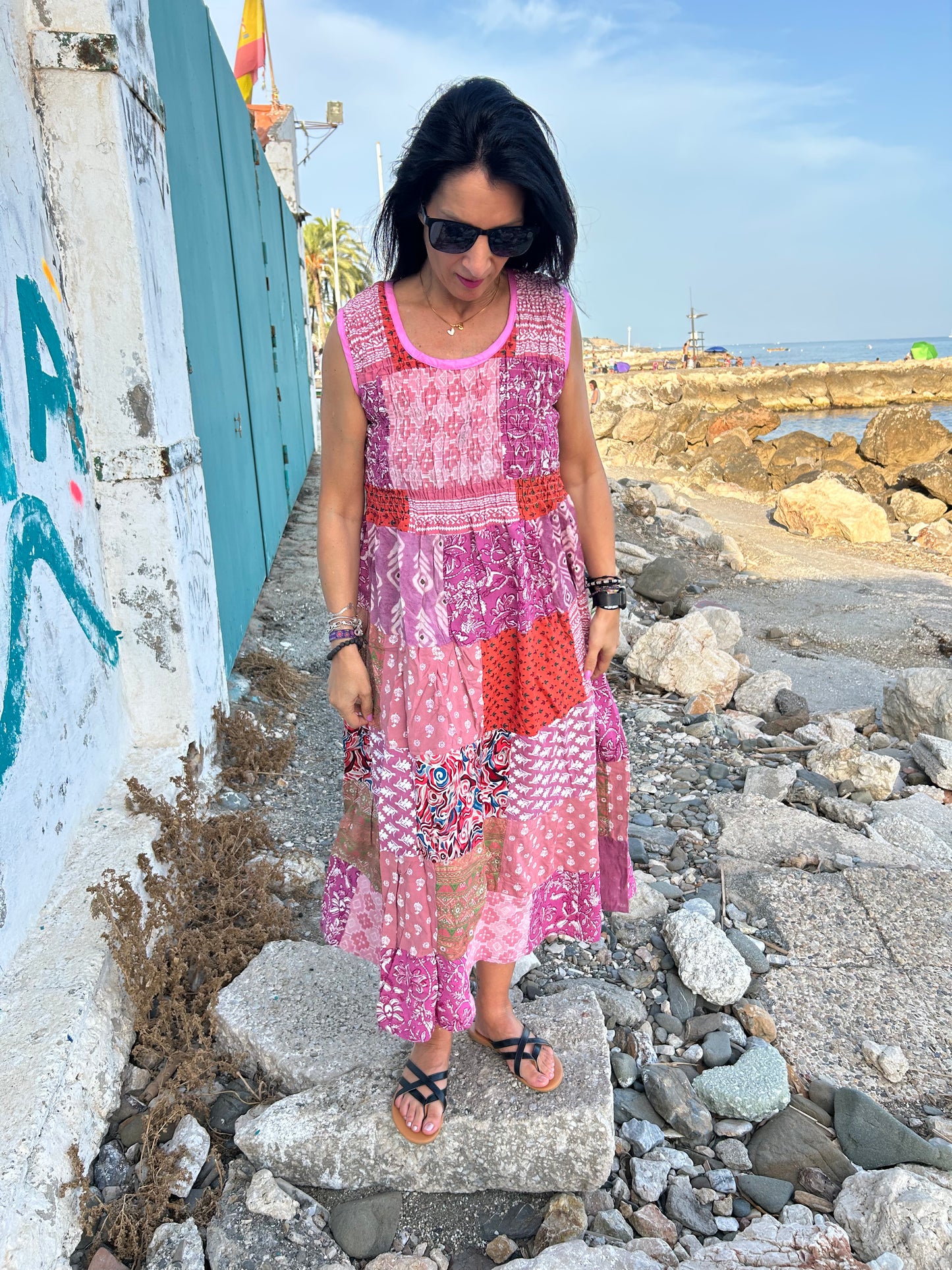 Sustainable Pink patchwork dress