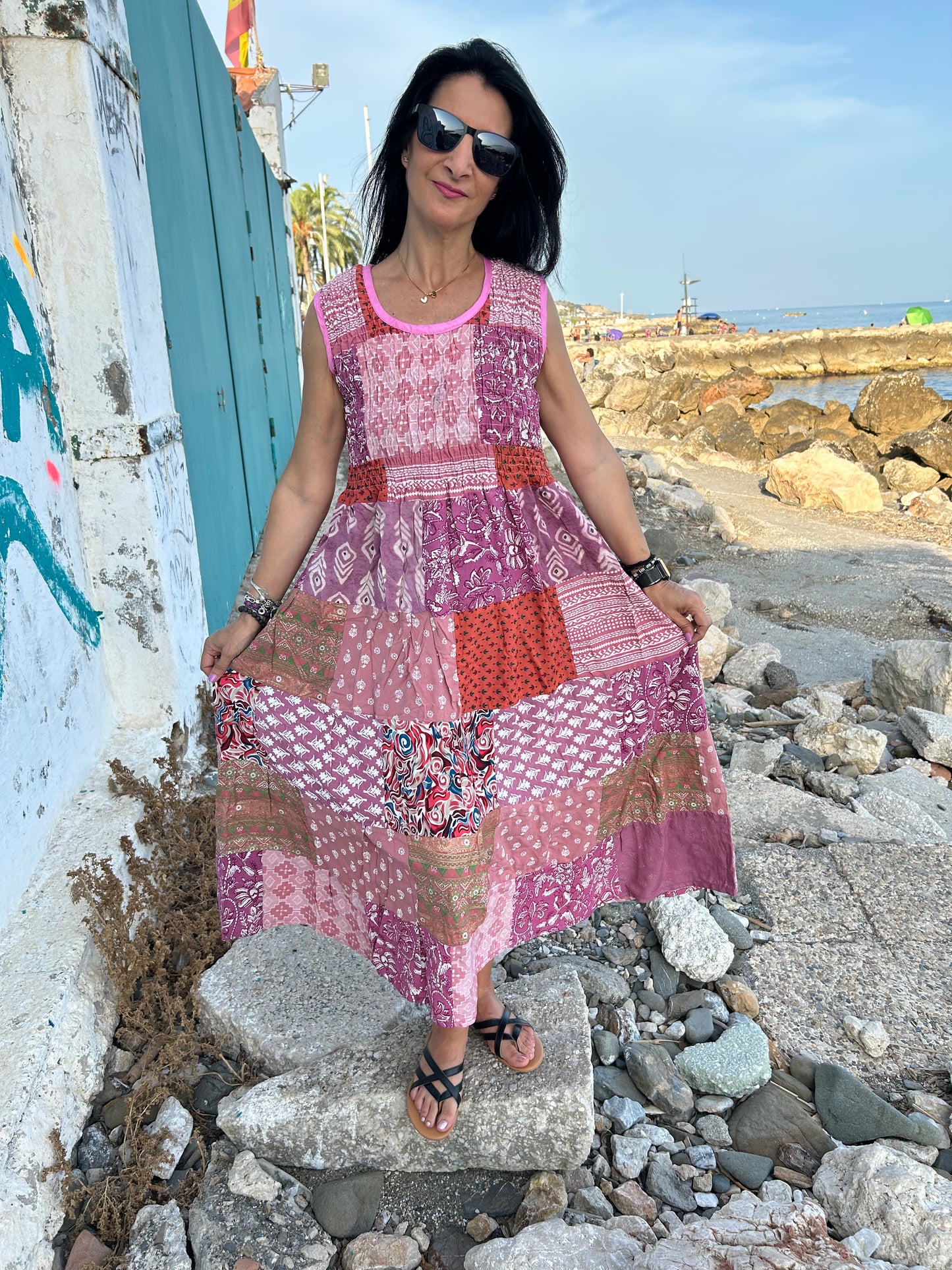 Sustainable Pink patchwork dress
