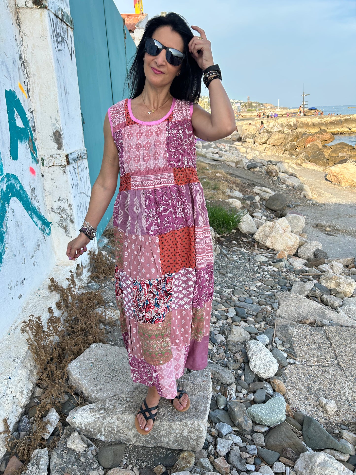 Sustainable Pink patchwork dress