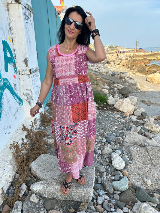 Sustainable Pink patchwork dress