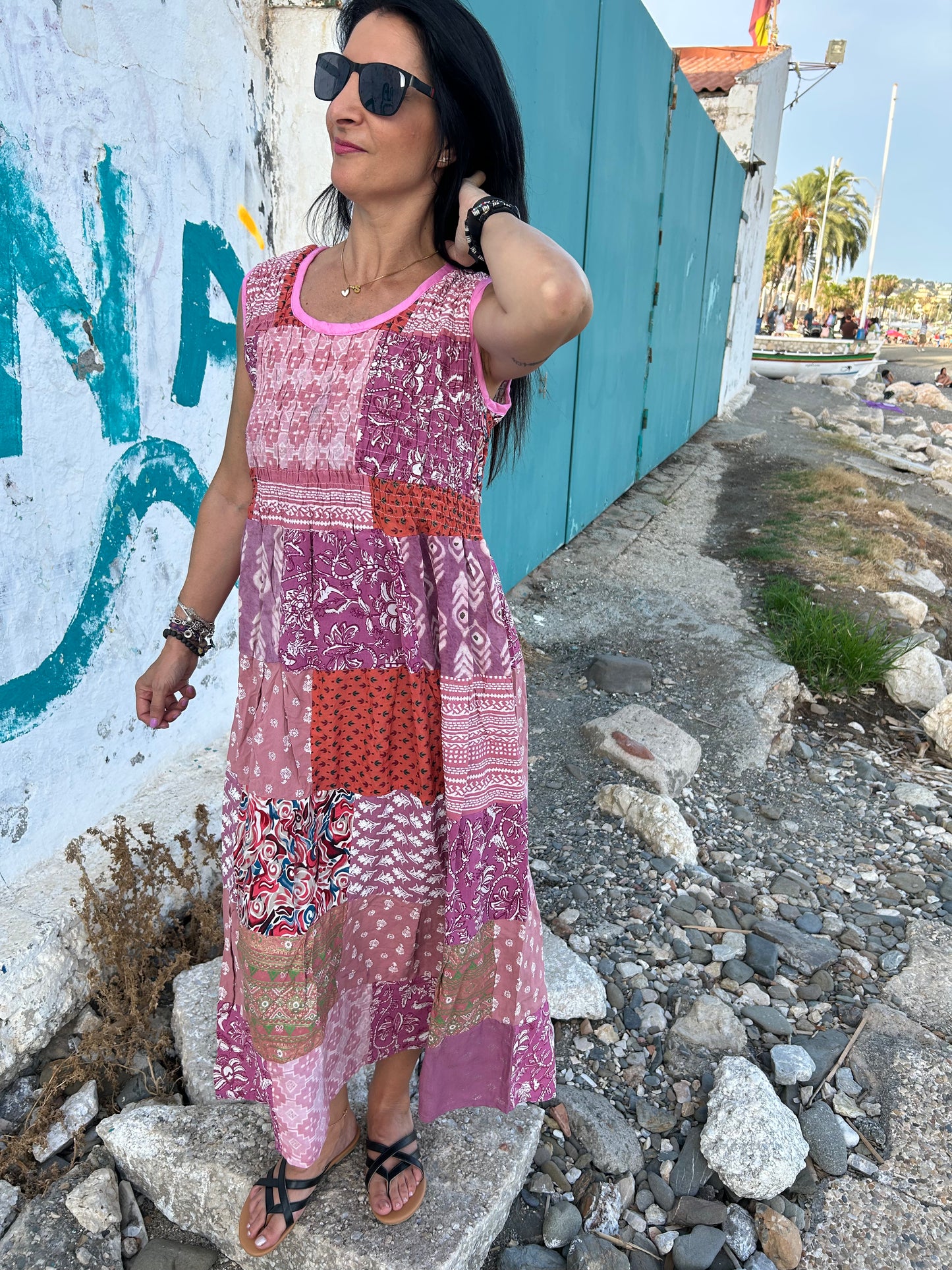 Sustainable Pink patchwork dress