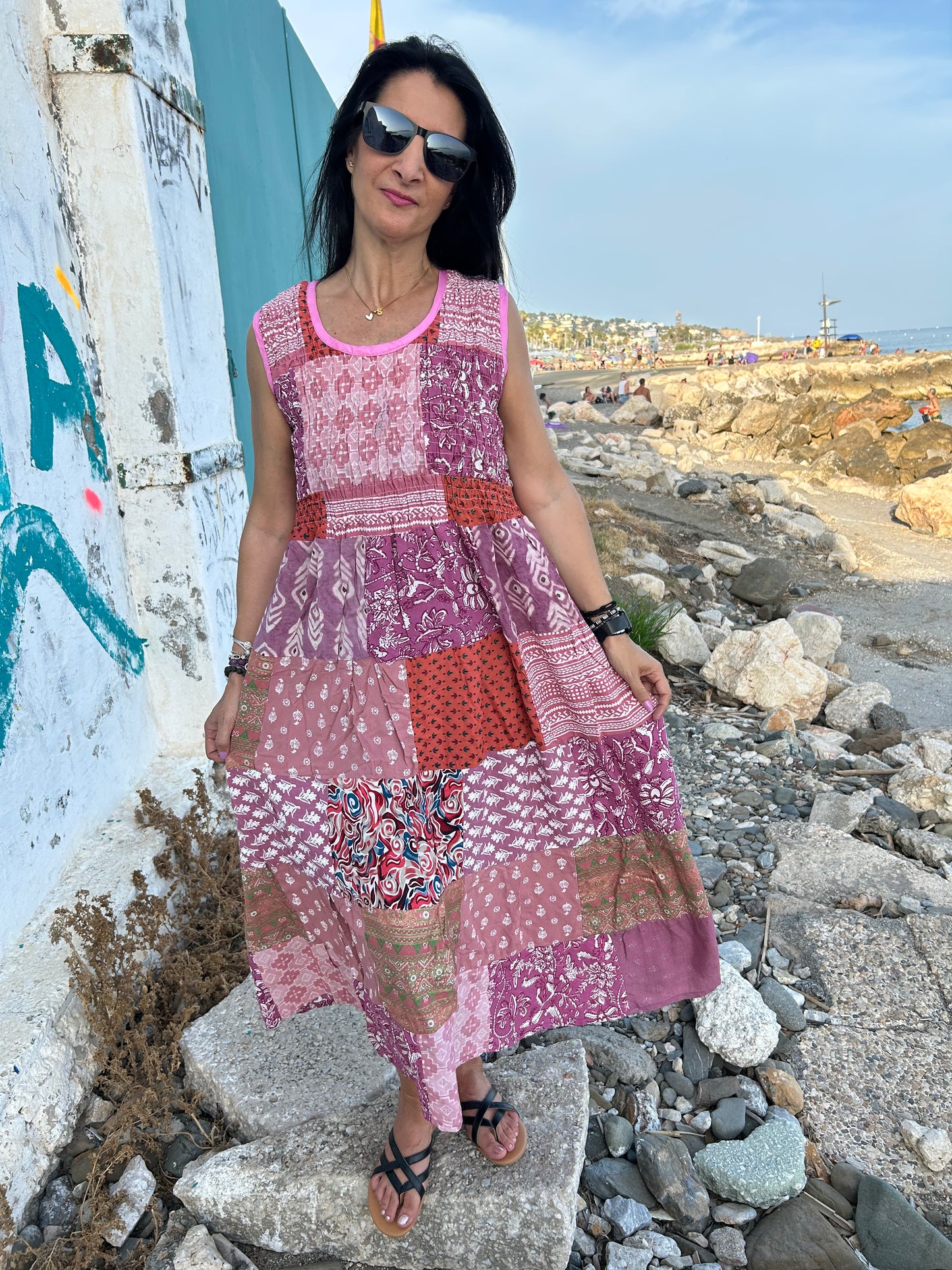 Sustainable Pink patchwork dress